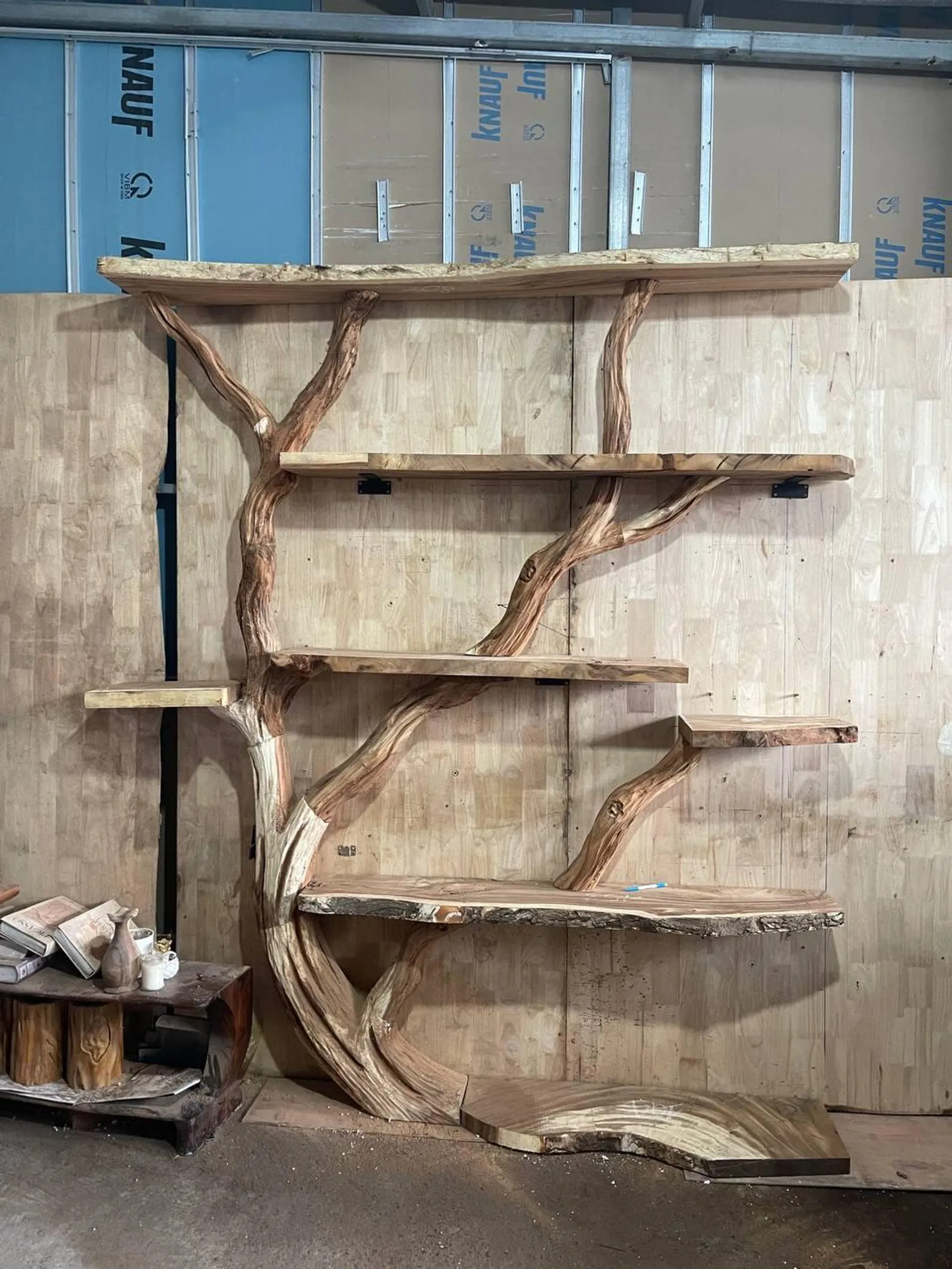 Natural Wood TV Shelves Rustic Style Handmade Assemble and Disassemble Handmade Shelves Living Room Decoration Housewarming Gifts - Image 3