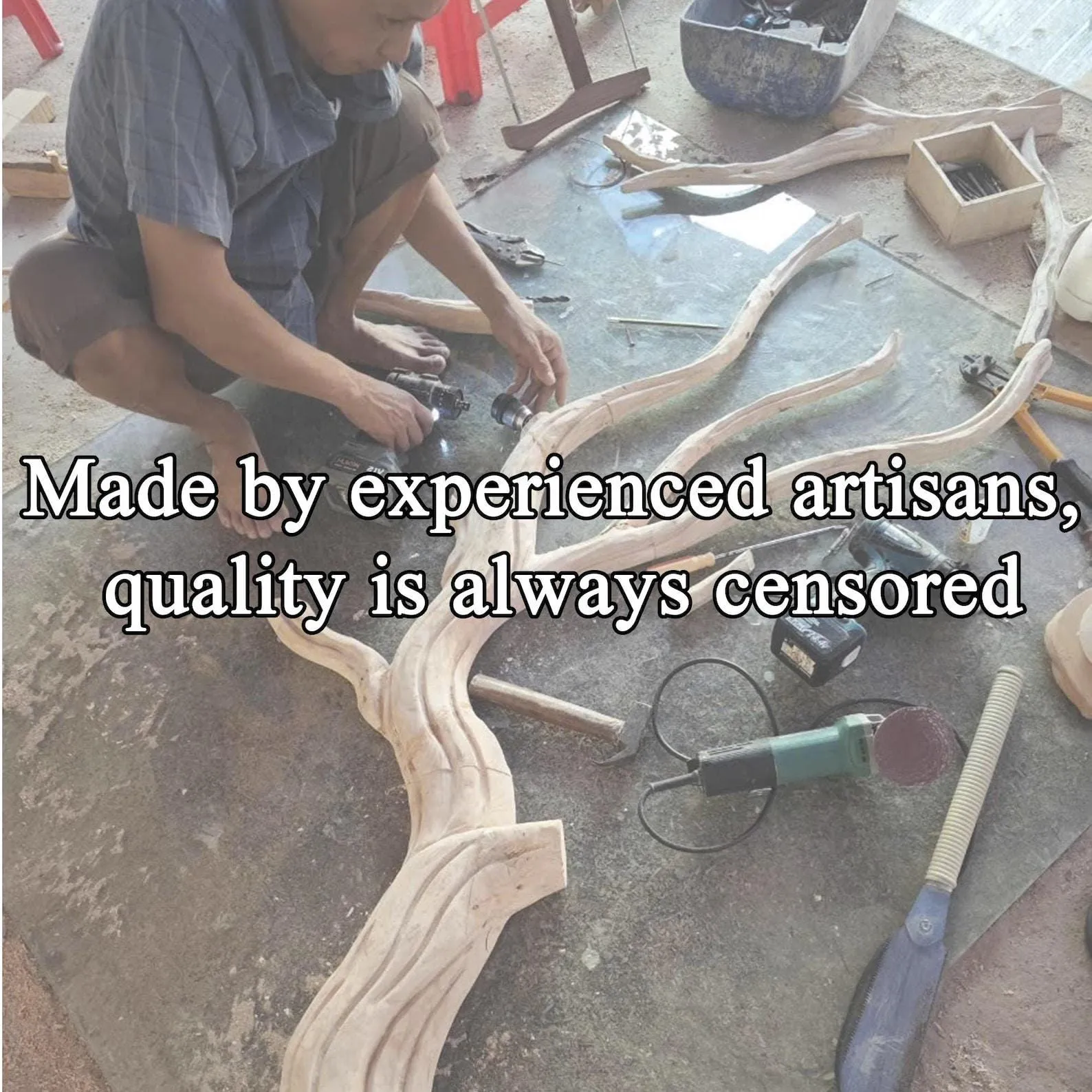 Rustic Solid Wood Bed Frame, Queen/King Platform Bed, Handmade Wood Headboard, Farmhouse Bedroom Furniture - Image 7