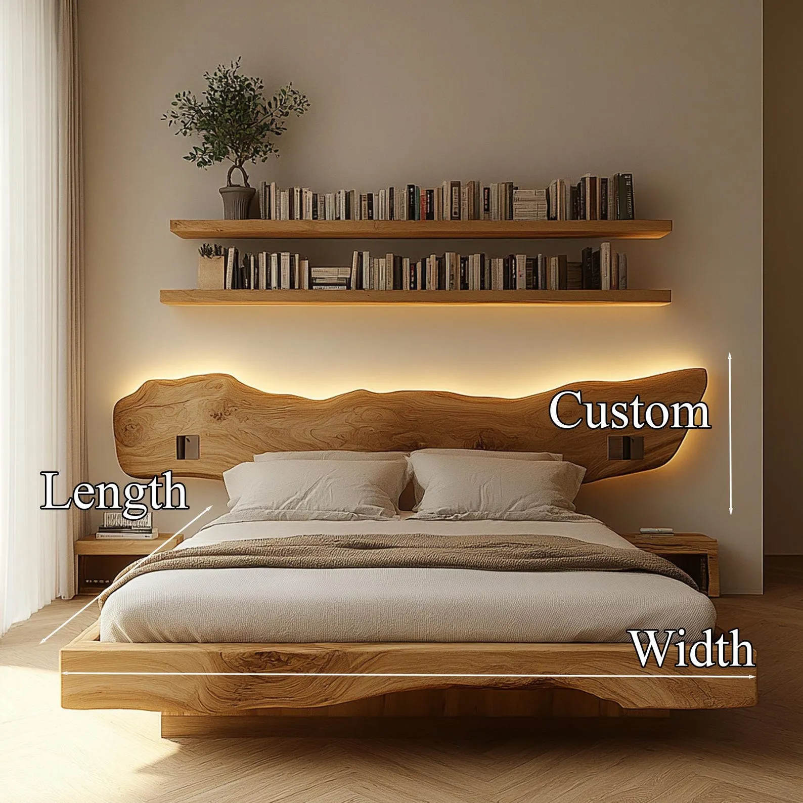 Wooden Bed Frame Custom Wood Bed Frame Queen/King Size Rustic Bed Frame Custom Wood Furniture Home Decor Gifts - Image 5