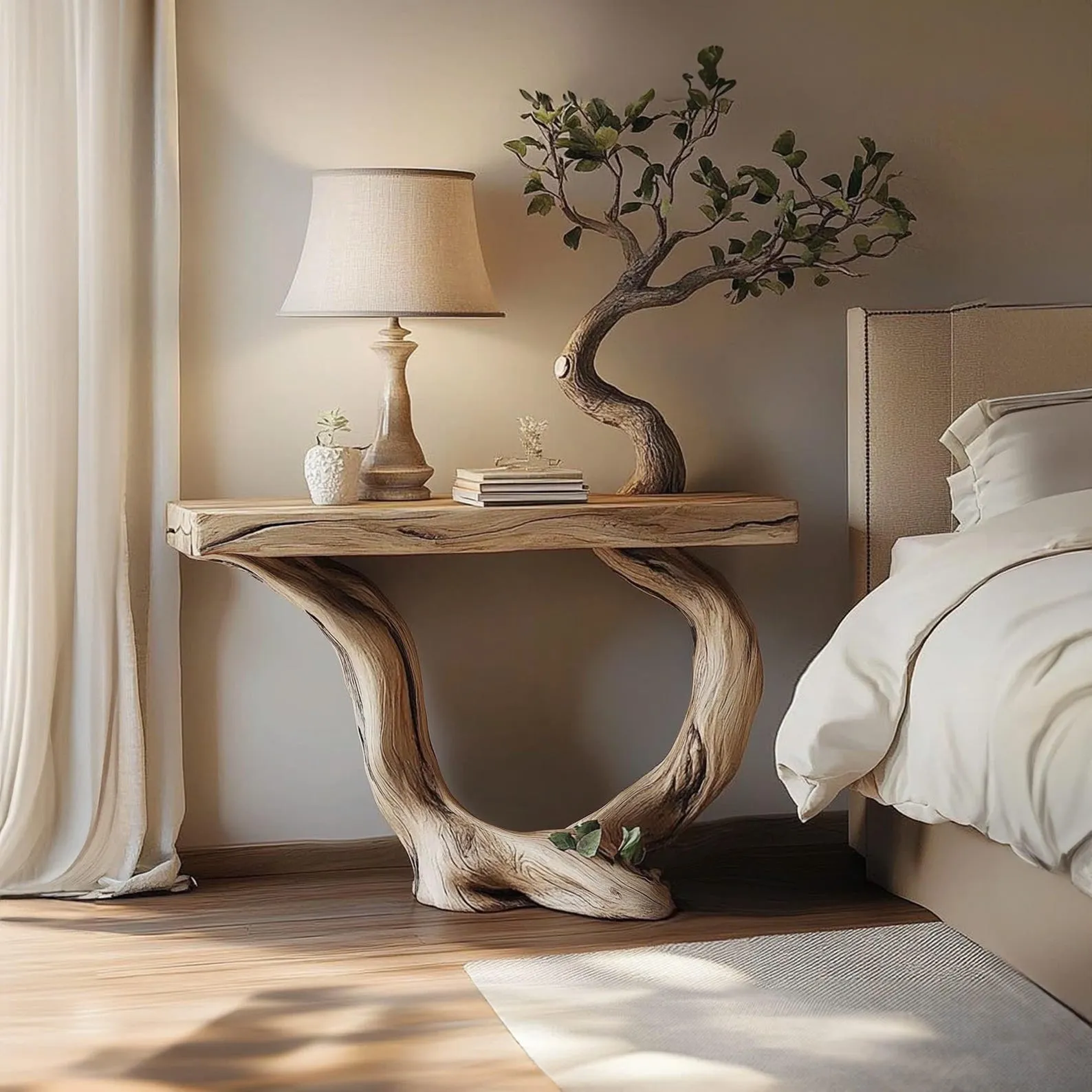 Unique Console Table Custom Size Unique Design Natural Wood Grain Home Office Decor Housewarming Gift