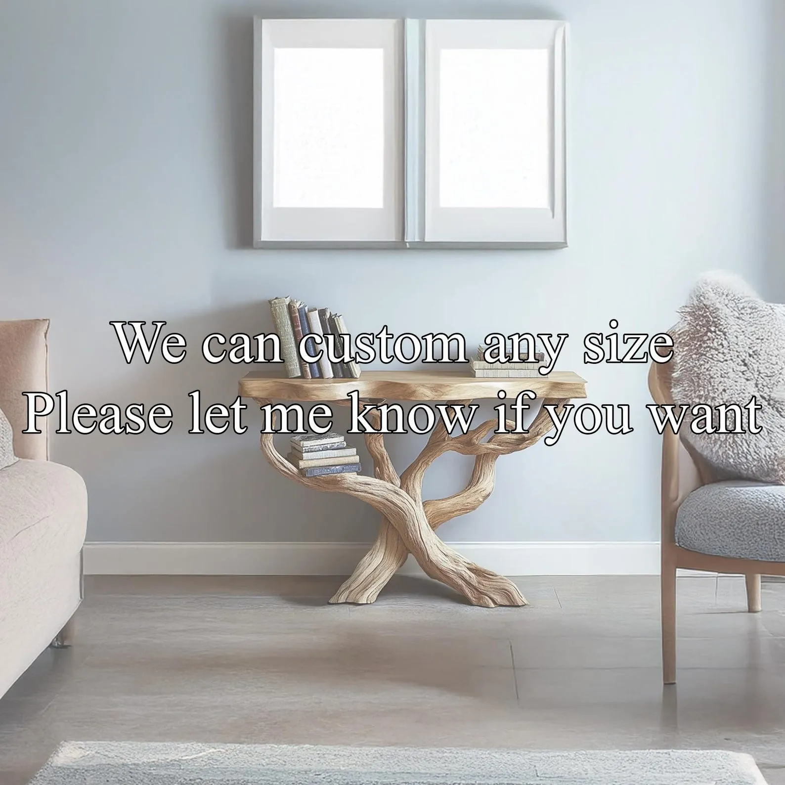 Rustic Console Table Handcrafted Made From Natural Tree Trunks And Solid Wood Natural Style Office Decor Gift - Image 4