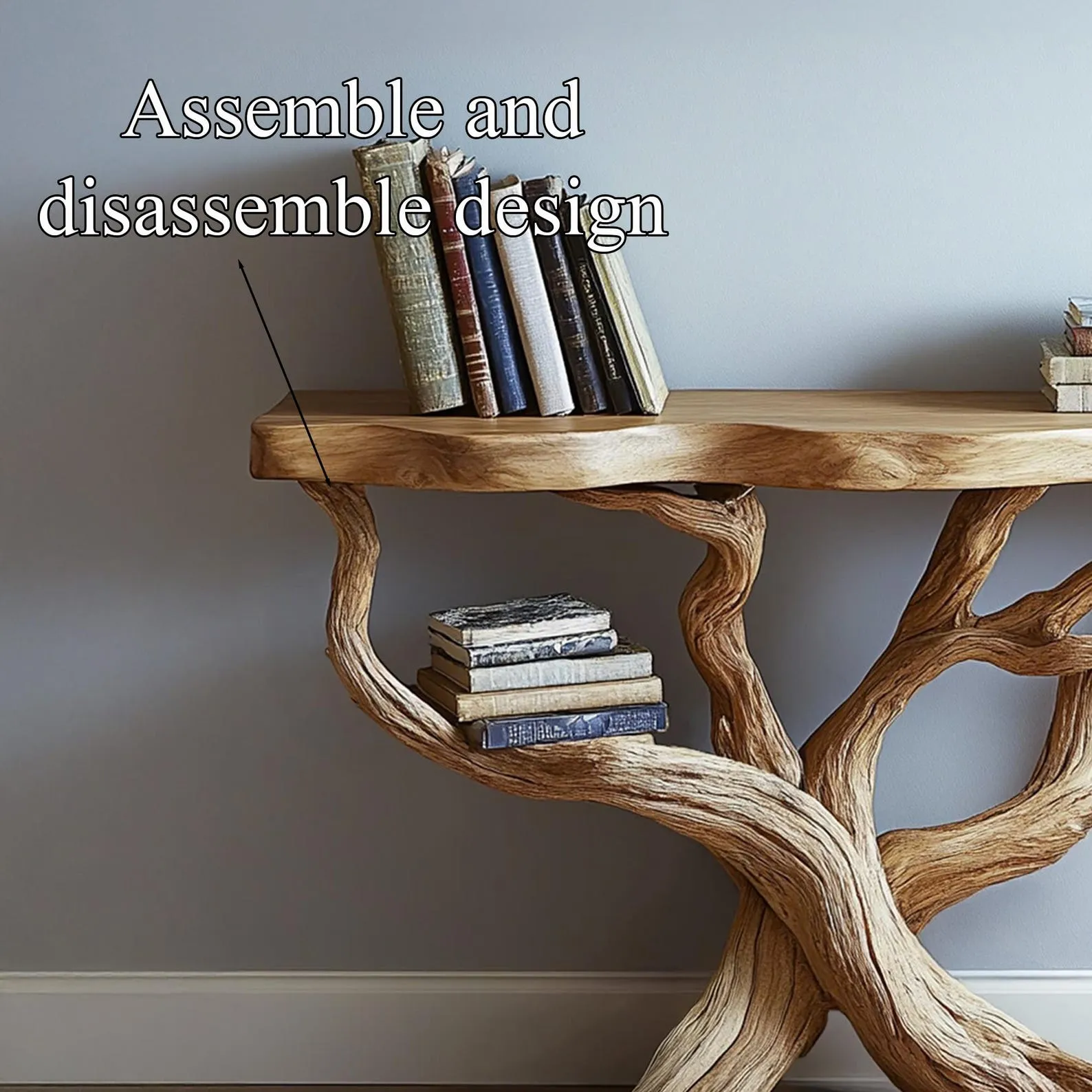 Rustic Console Table Handcrafted Made From Natural Tree Trunks And Solid Wood Natural Style Office Decor Gift - Image 7