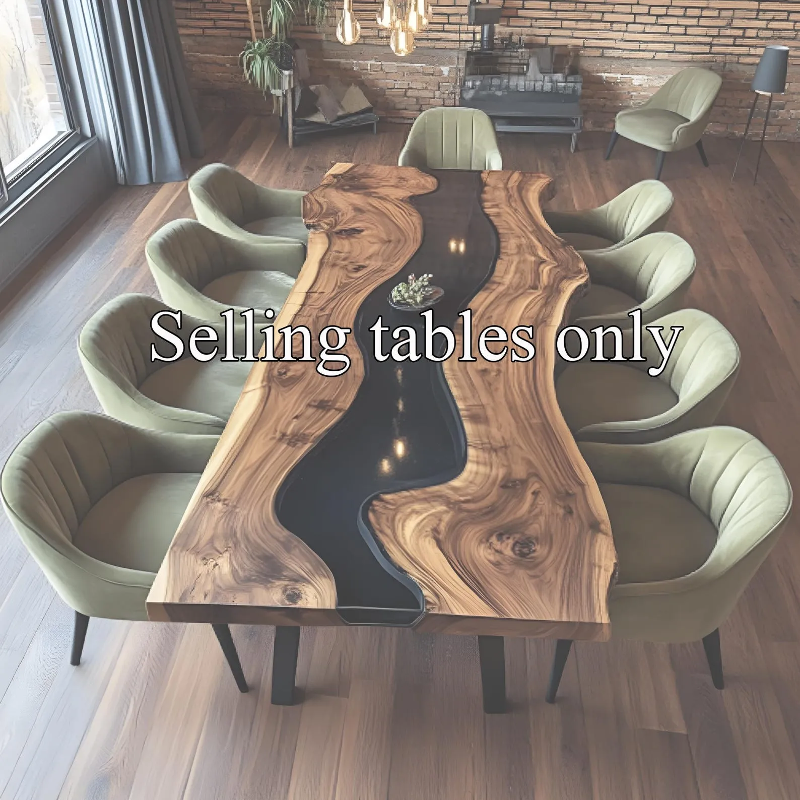 Unique Epoxy Dining Table Handmade Assembly and Disassemble Made from Solid Wood with Unique Wood Grain Home Decor Gift Set - Image 3