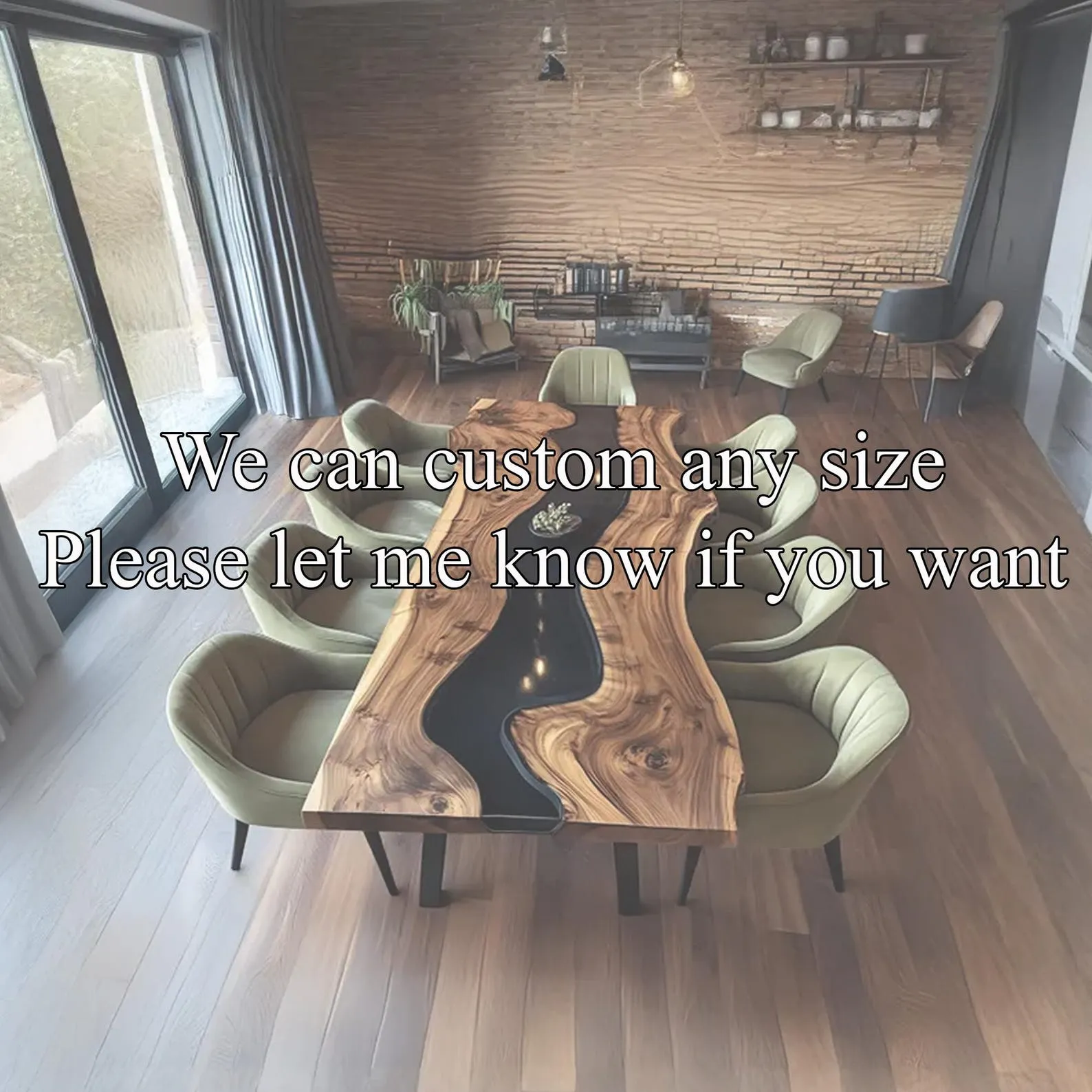 Unique Epoxy Dining Table Handmade Assembly and Disassemble Made from Solid Wood with Unique Wood Grain Home Decor Gift Set - Image 4