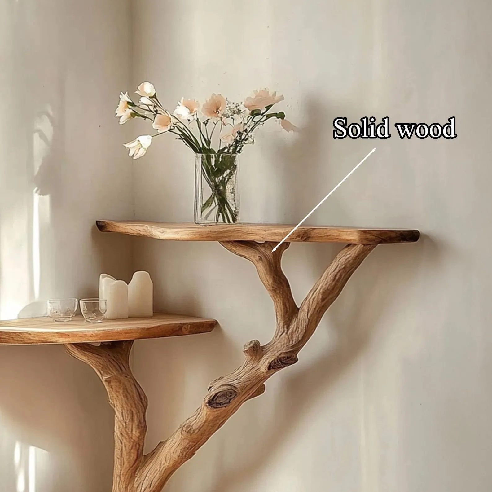 Rustic console table corner solid wood handmade unique bedside table farmhouse table live edge table decor home gift for her - Image 4