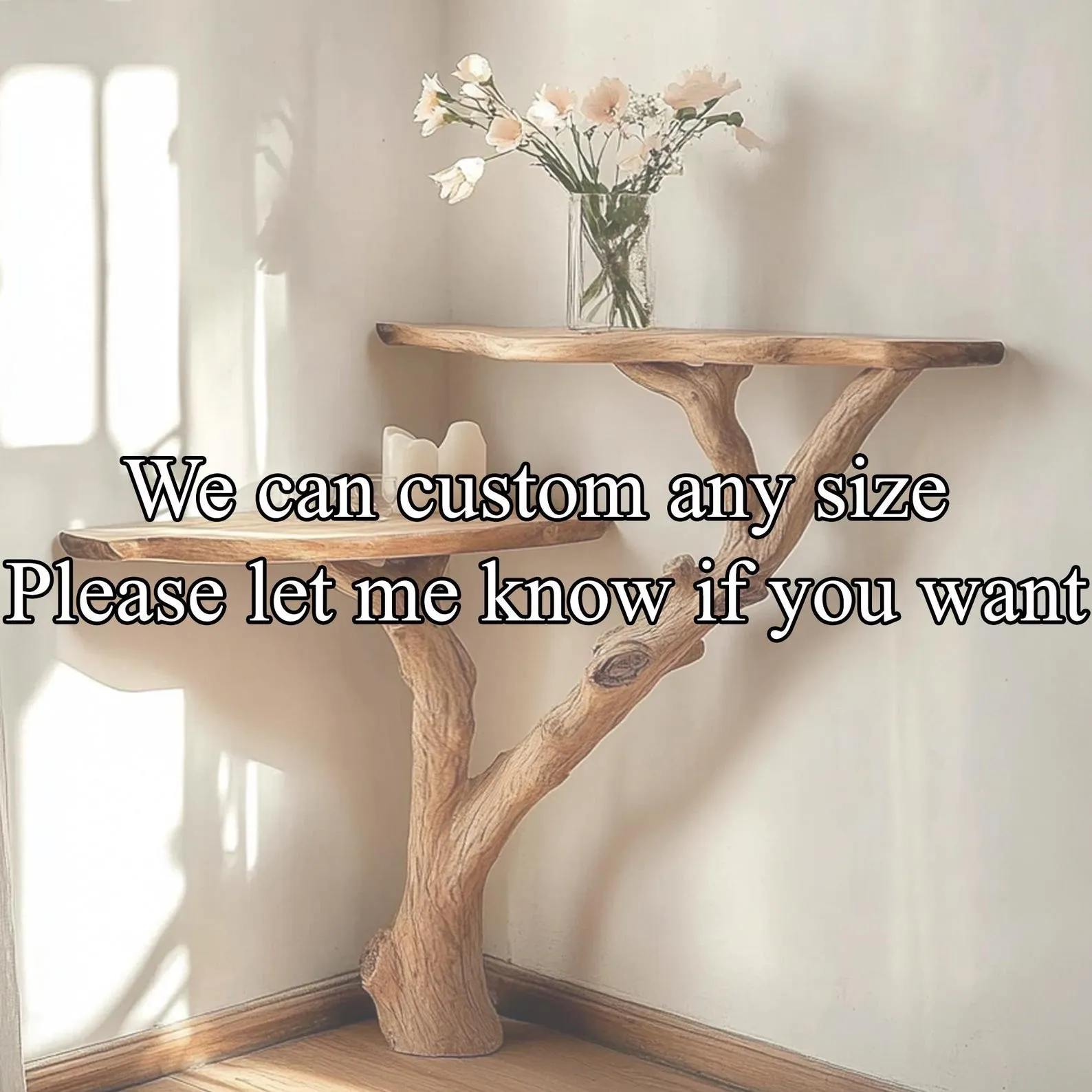 Rustic console table corner solid wood handmade unique bedside table farmhouse table live edge table decor home gift for her - Image 5