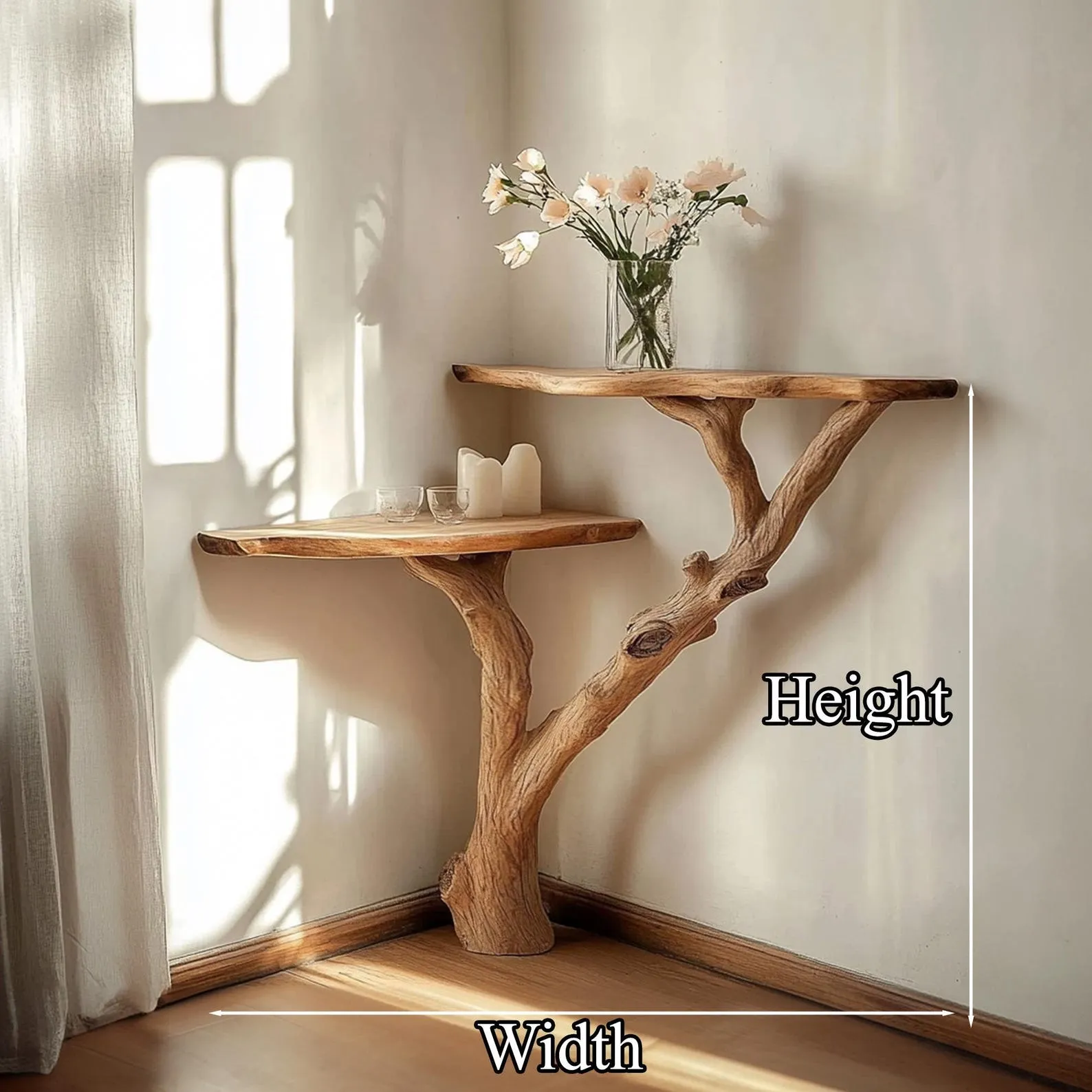 Rustic console table corner solid wood handmade unique bedside table farmhouse table live edge table decor home gift for her - Image 6