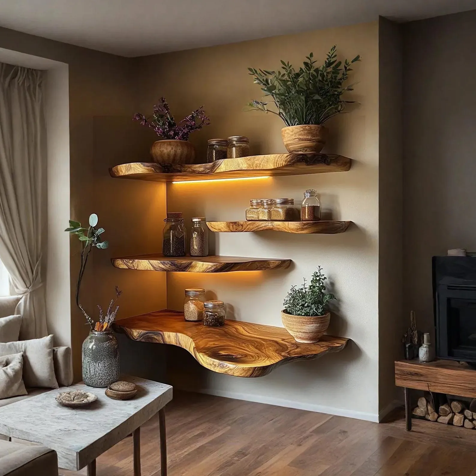 Live Edge Floating Shelves Walnut Shelves Flar Edge Shelf, Bathroom Wood Shelves Bedroom Shelves Wood Shelves Decor Home Gift Her