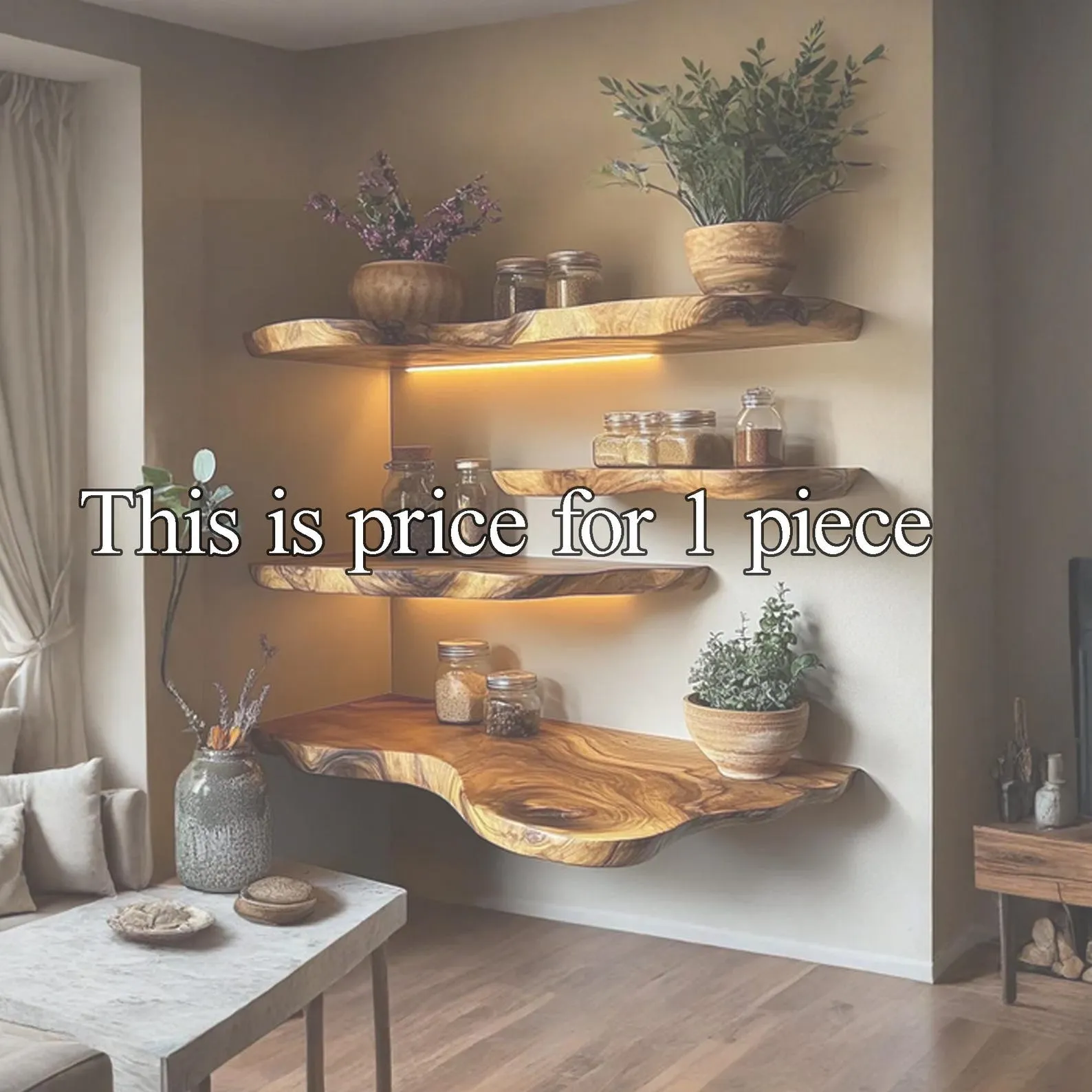 Live Edge Floating Shelves Walnut Shelves Flar Edge Shelf, Bathroom Wood Shelves Bedroom Shelves Wood Shelves Decor Home Gift Her - Image 3