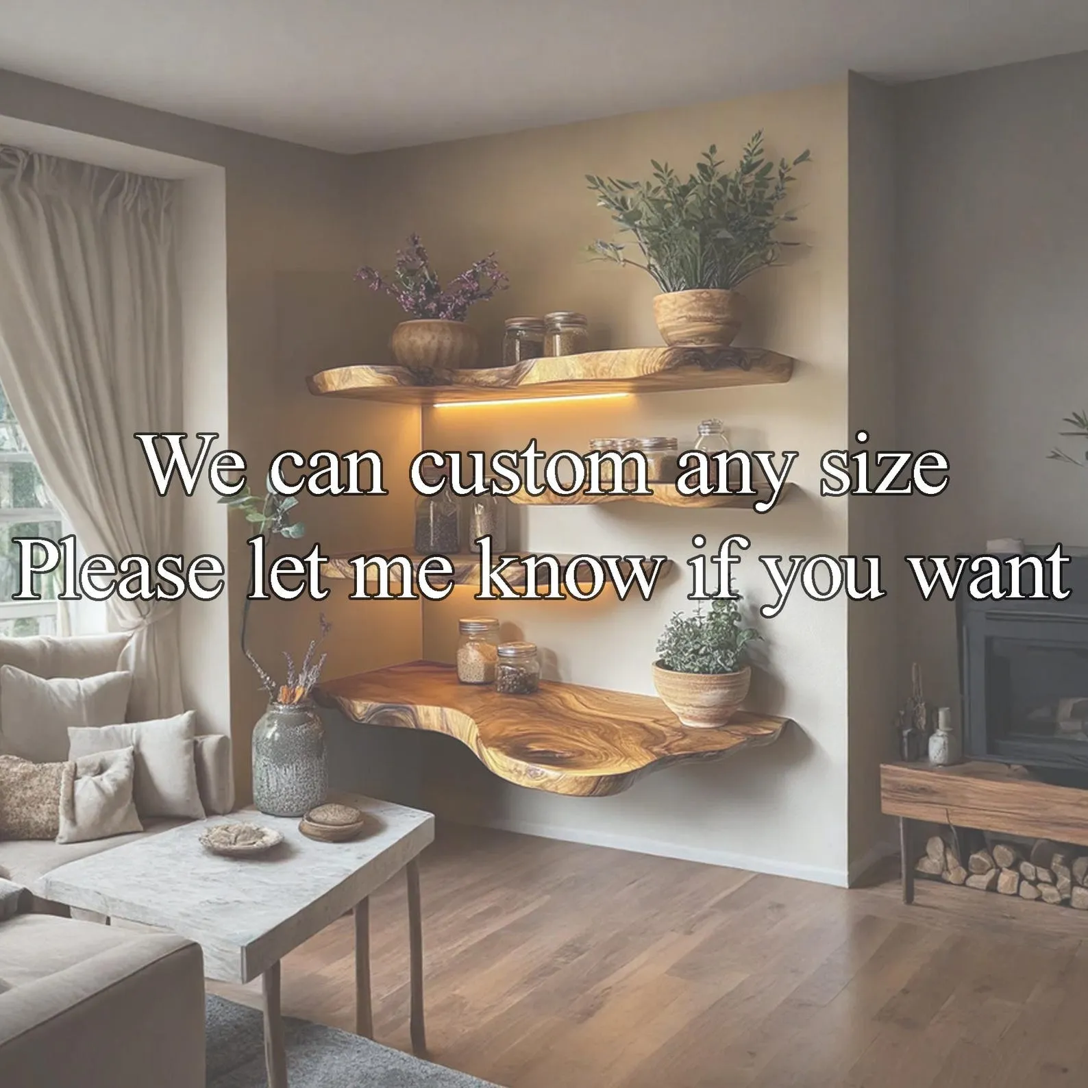 Live Edge Floating Shelves Walnut Shelves Flar Edge Shelf, Bathroom Wood Shelves Bedroom Shelves Wood Shelves Decor Home Gift Her - Image 4