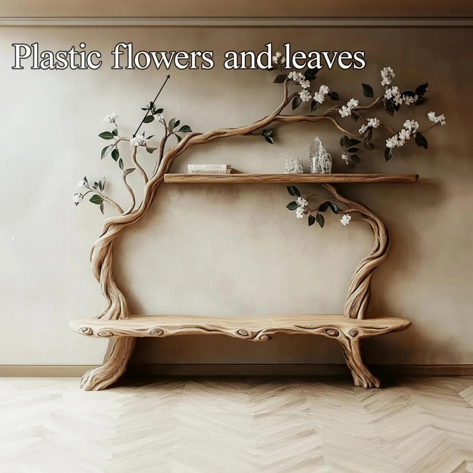 Rustic tree branch bookshelf wood sculpture live edge shelf wood art handmade furniture bookcase wall decor home gift her - Image 4