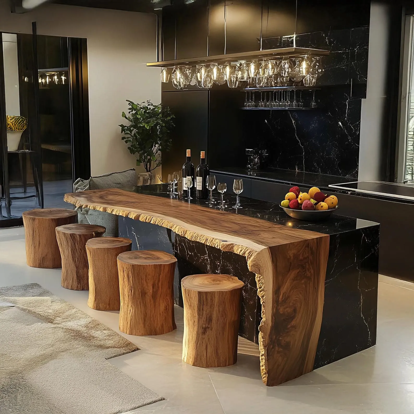 Counter height table solid wood live edge bar table top rustic pub furniture decor home first birthday gift