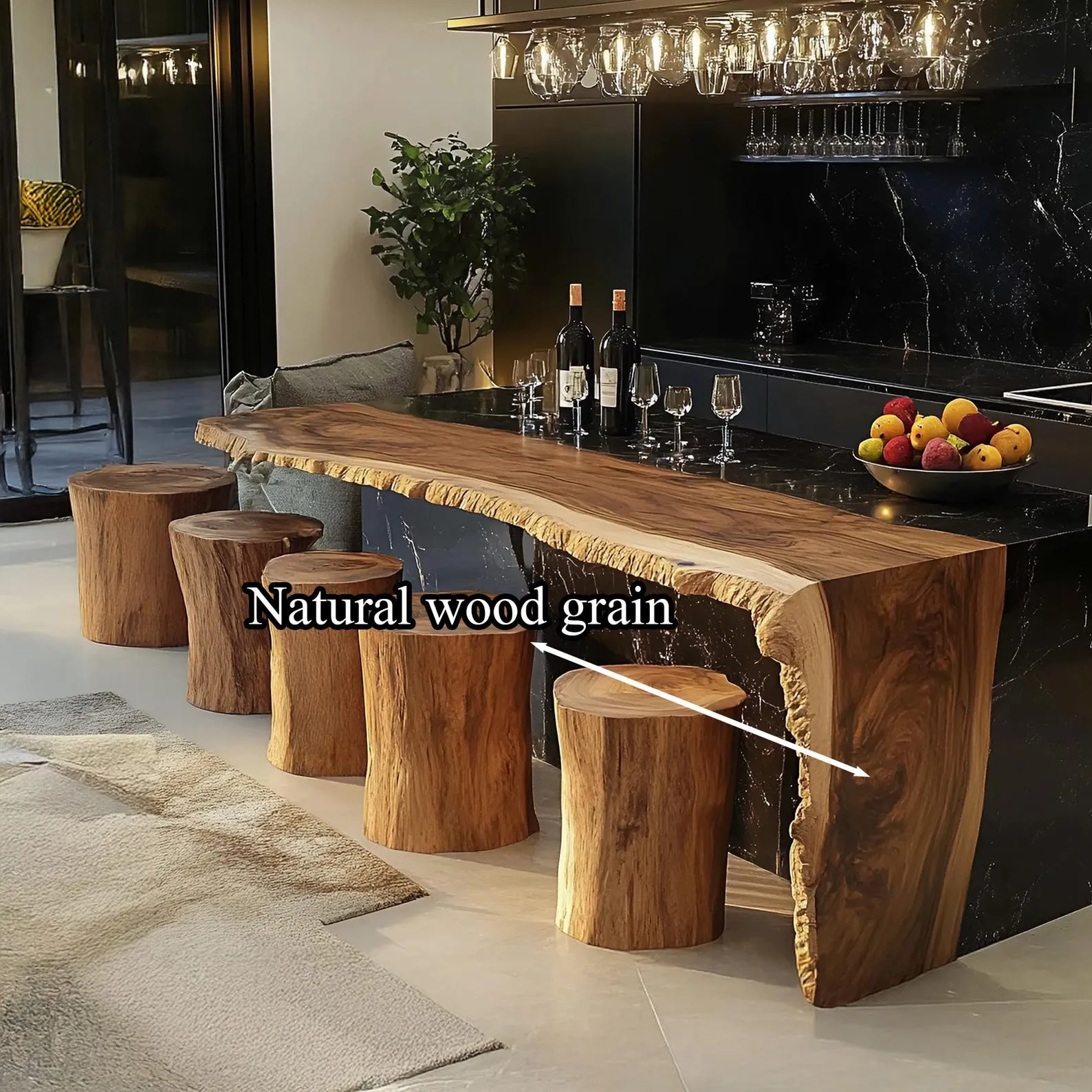 Counter height table solid wood live edge bar table top rustic pub furniture decor home first birthday gift - Image 2