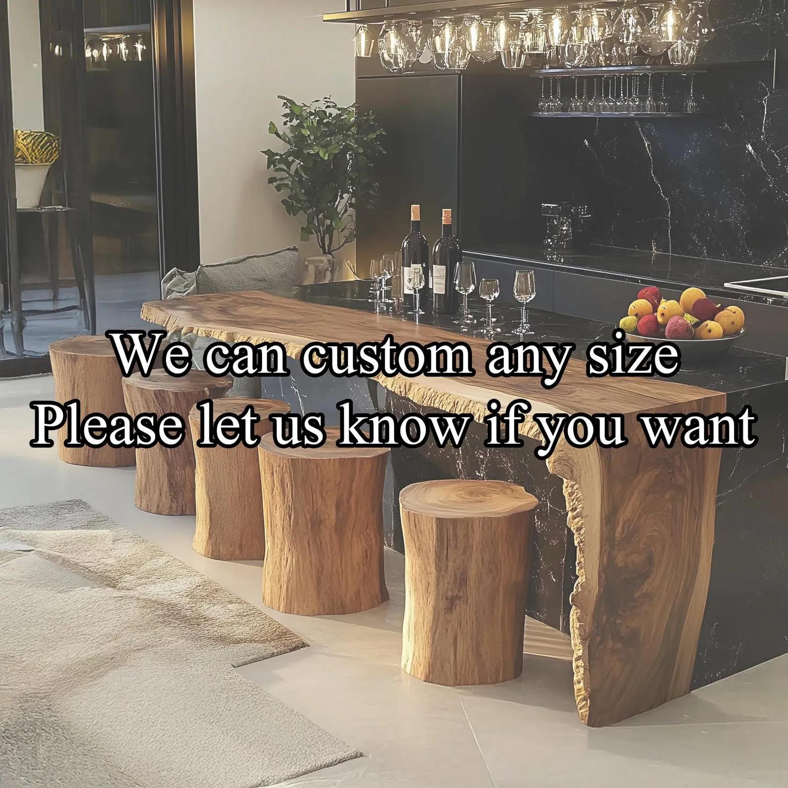 Counter height table solid wood live edge bar table top rustic pub furniture decor home first birthday gift - Image 3