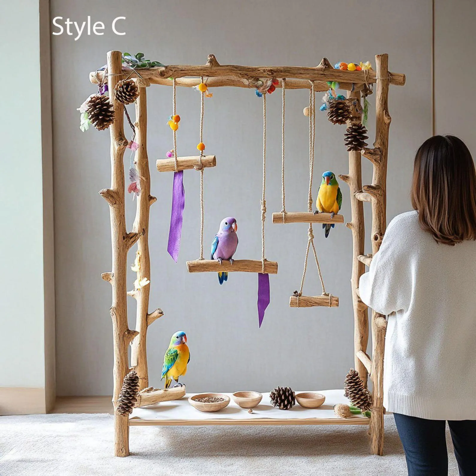 Custom Display Shelves Parrot Solid Wood Handmade Unique Wood Grain Shelf Decor Wood Shelf Standing Home Decor Parrot Gift - Image 4