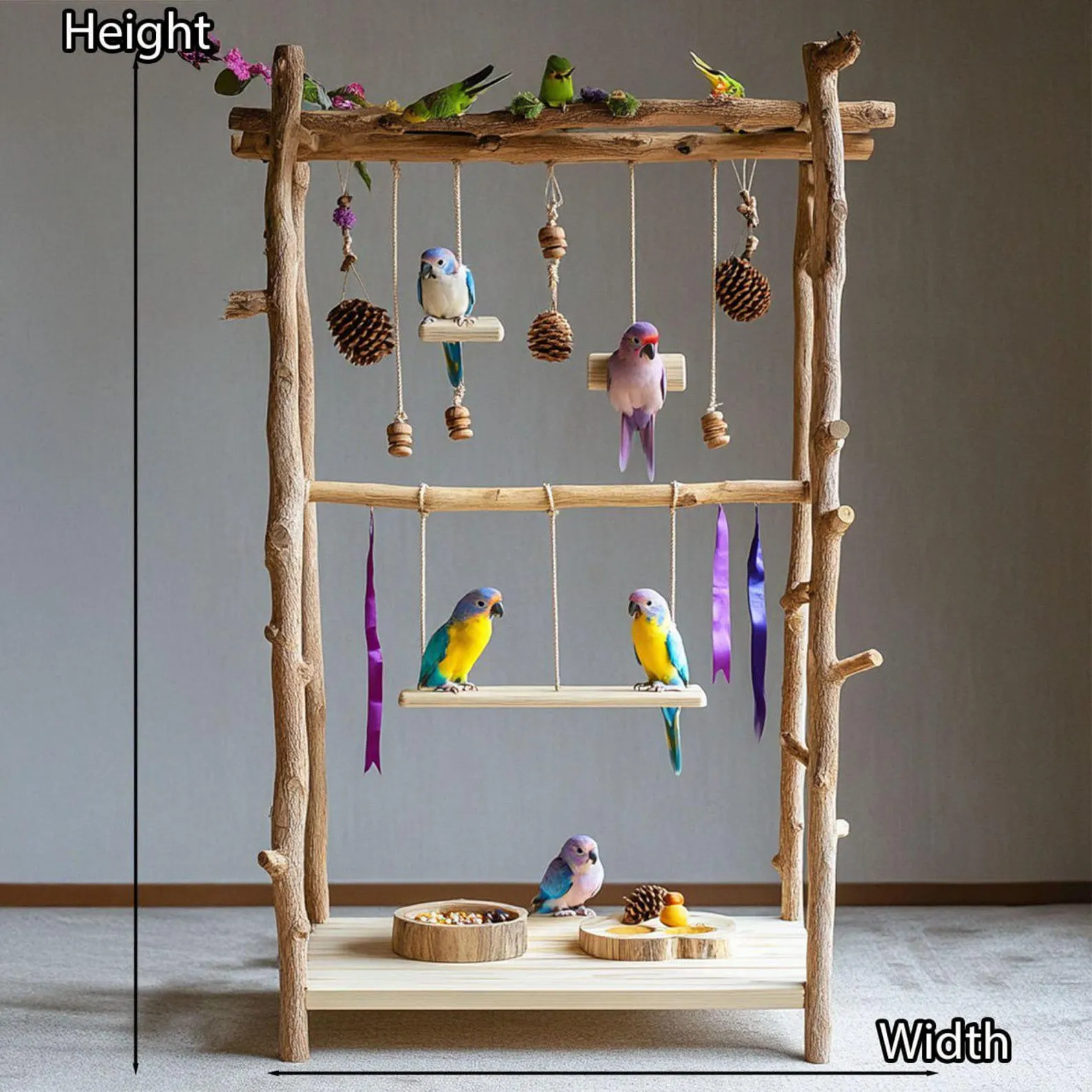 Custom Display Shelves Parrot Solid Wood Handmade Unique Wood Grain Shelf Decor Wood Shelf Standing Home Decor Parrot Gift - Image 5