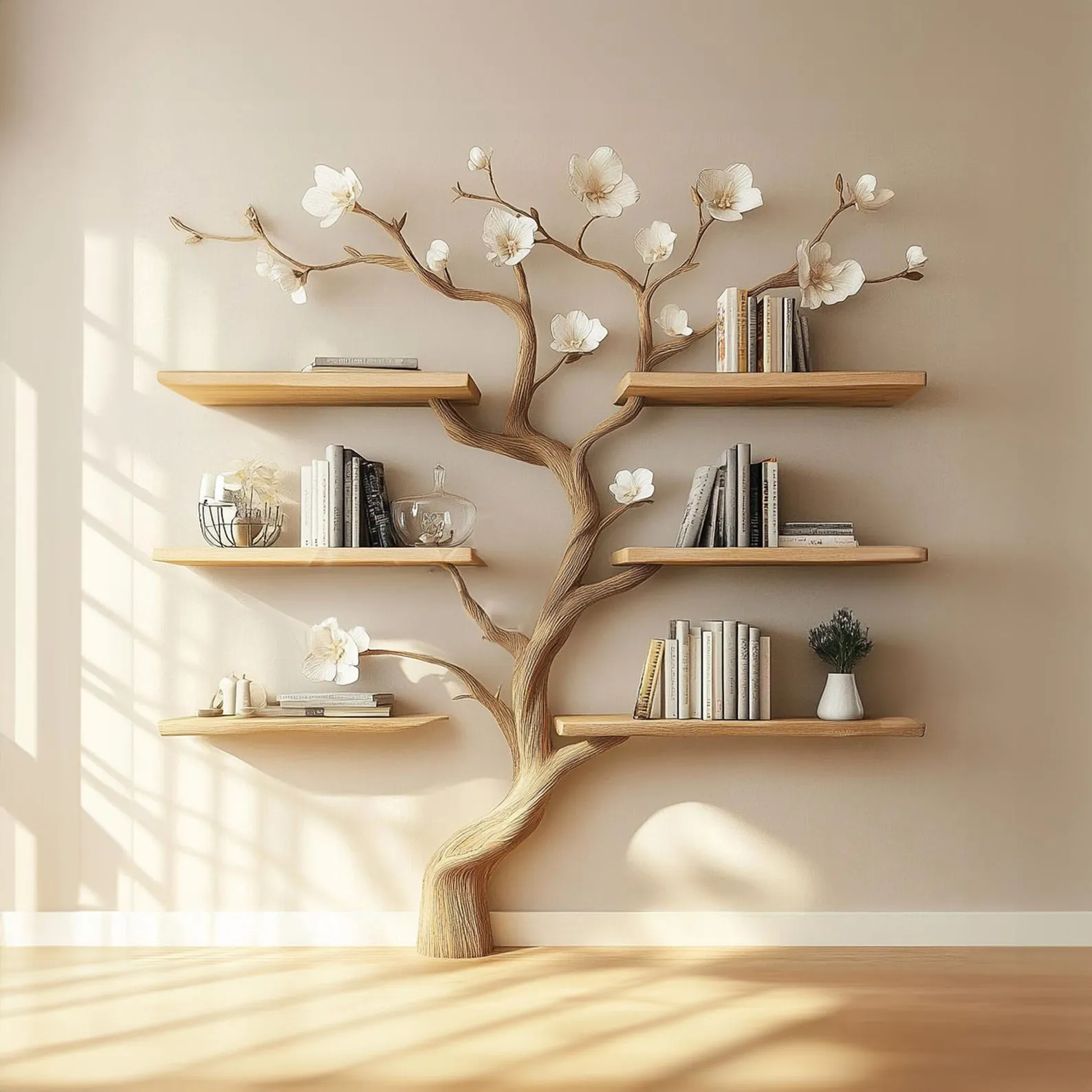 Rustic Tree Branch Bookshelve Wooden Dandcrafted Natural Tree Suitable For Any Space Bookshelve Tree Handmade Gift For Home Decor