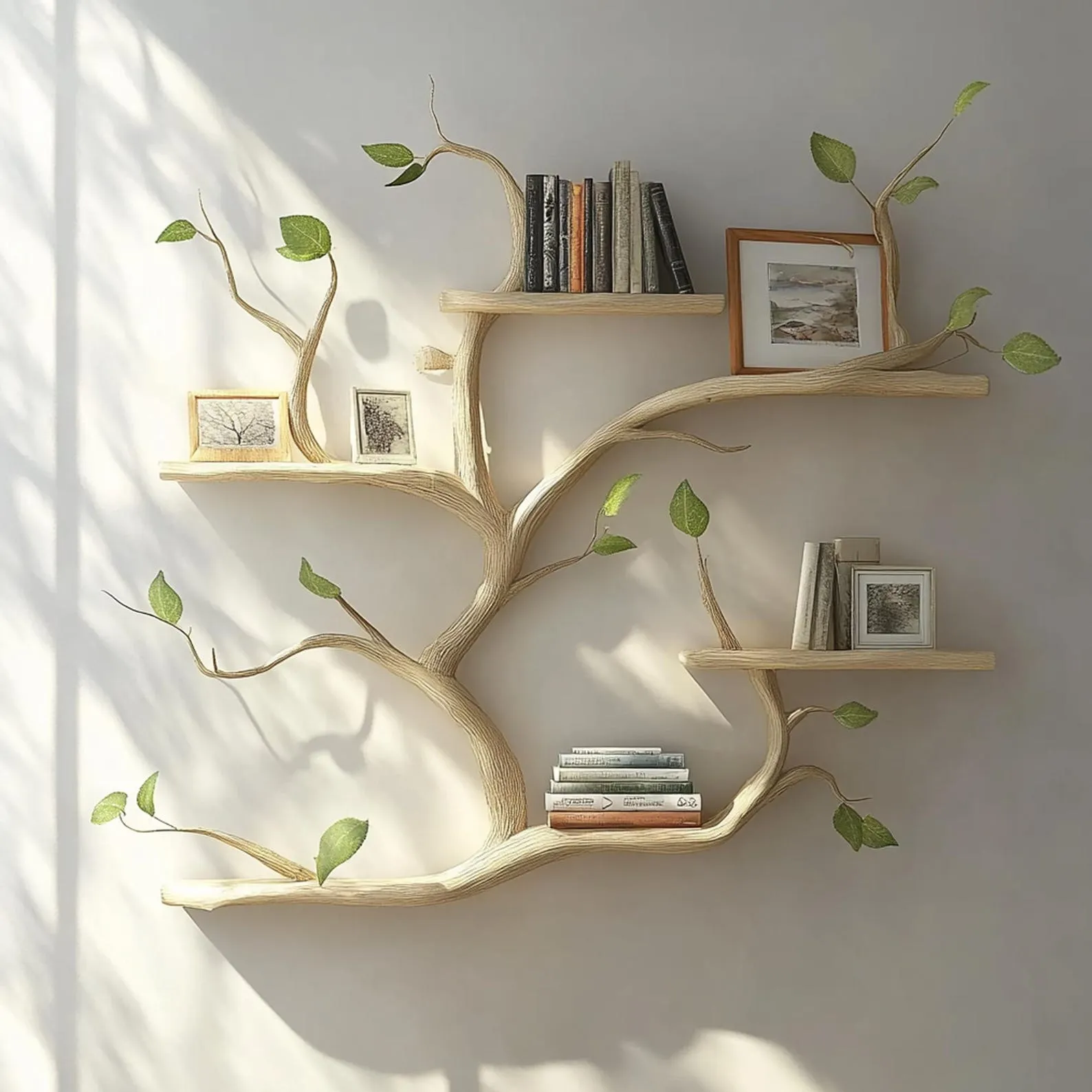 Solid wood live edge wall shelves floating handmade bookshelf modern wall decor living room house warming gift