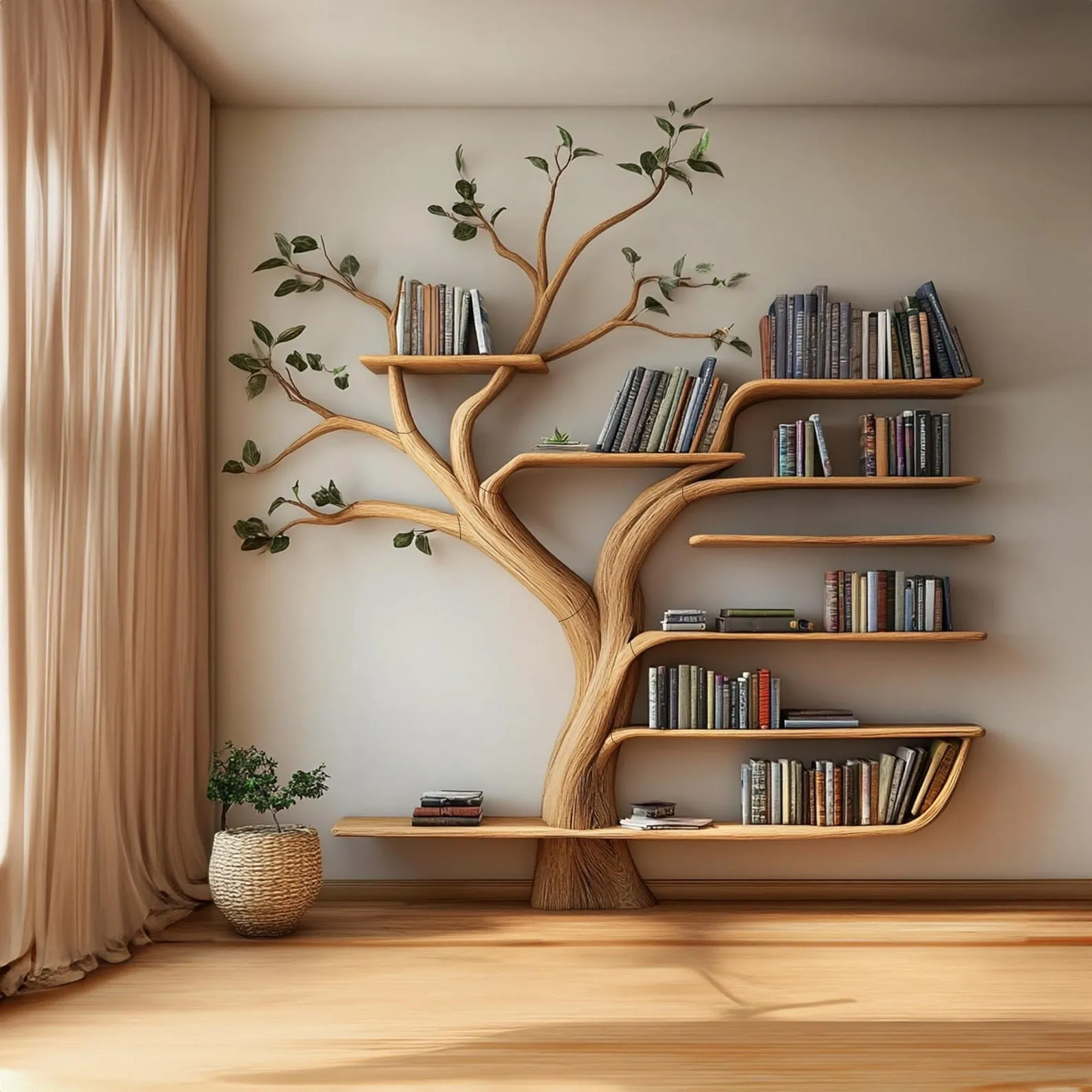 Tree branch bookshelf floating bookshelf  book holder book shelf decor handmade furniture decor living room gift for readers