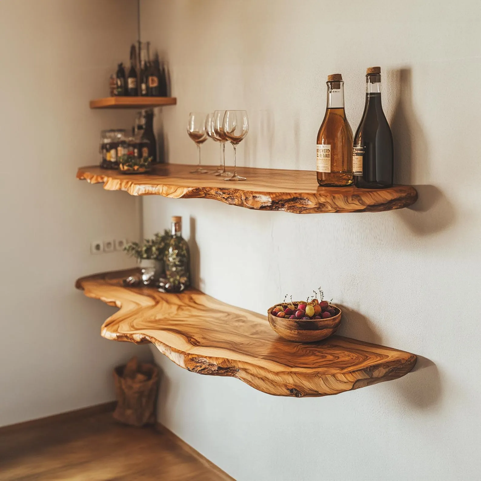 Floating Nightstand Natural Wood Floating Shelf Decorative Wall Shelves Wooden Floating Shelving Wall Shelf Natural Wall Shelf Decor Home