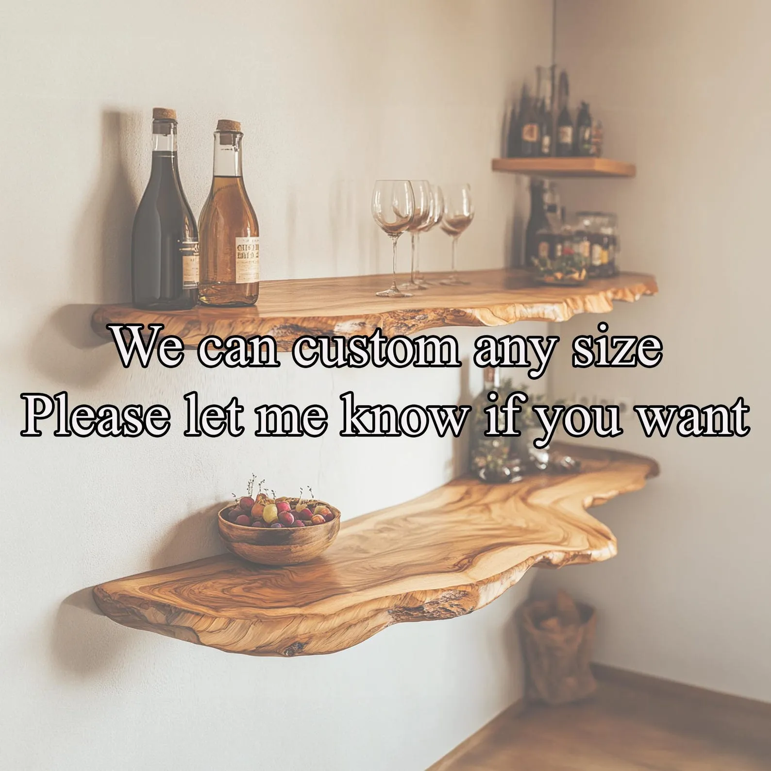 Floating Nightstand Natural Wood Floating Shelf Decorative Wall Shelves Wooden Floating Shelving Wall Shelf Natural Wall Shelf Decor Home - Image 3