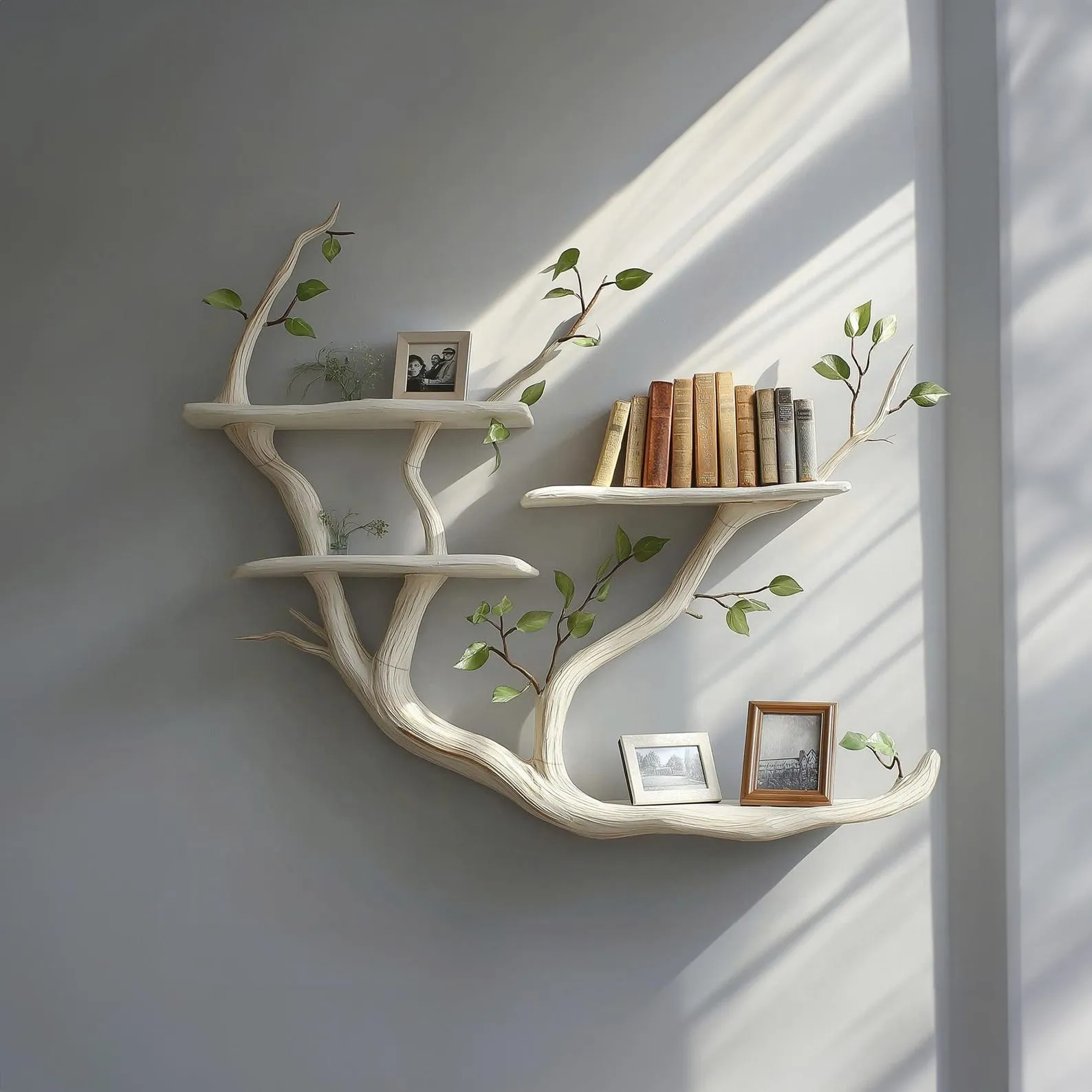 Rustic wood wall shelf wall shelves floating bookshelf handmade natural solid wood living room decor gift for mom