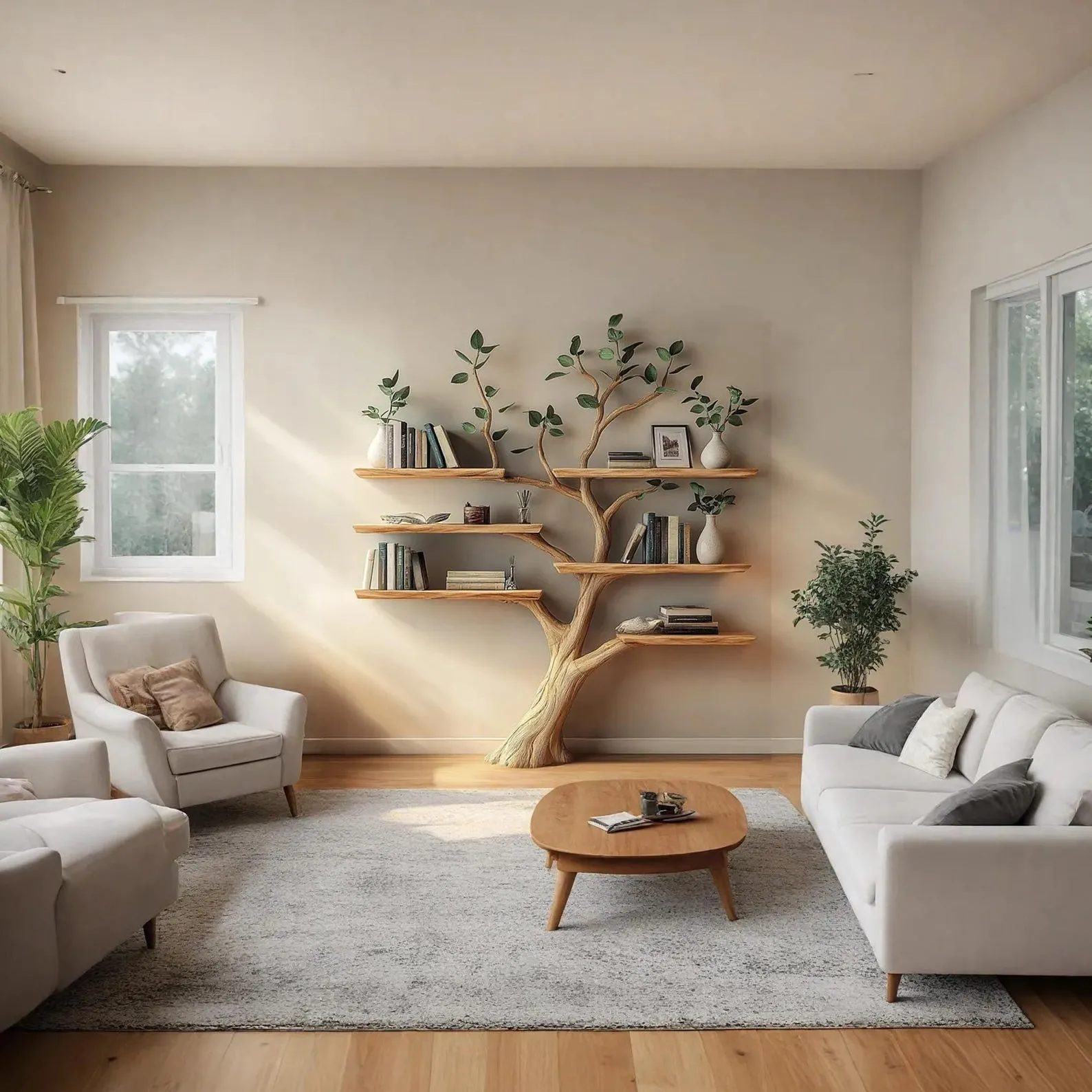 Natural solid wood tree bookshelf floating bookshelf wall mount bookshelf tree corner shelf live edge shelf decor living room gift her - Image 8