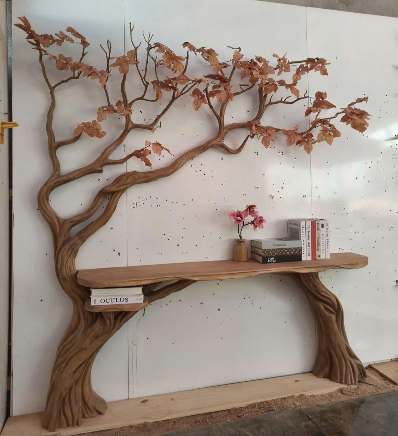 Narrow floating live edge side table with Live edge table entryway Table farmhouse console table handmade rustic natural wood decor home - Image 2