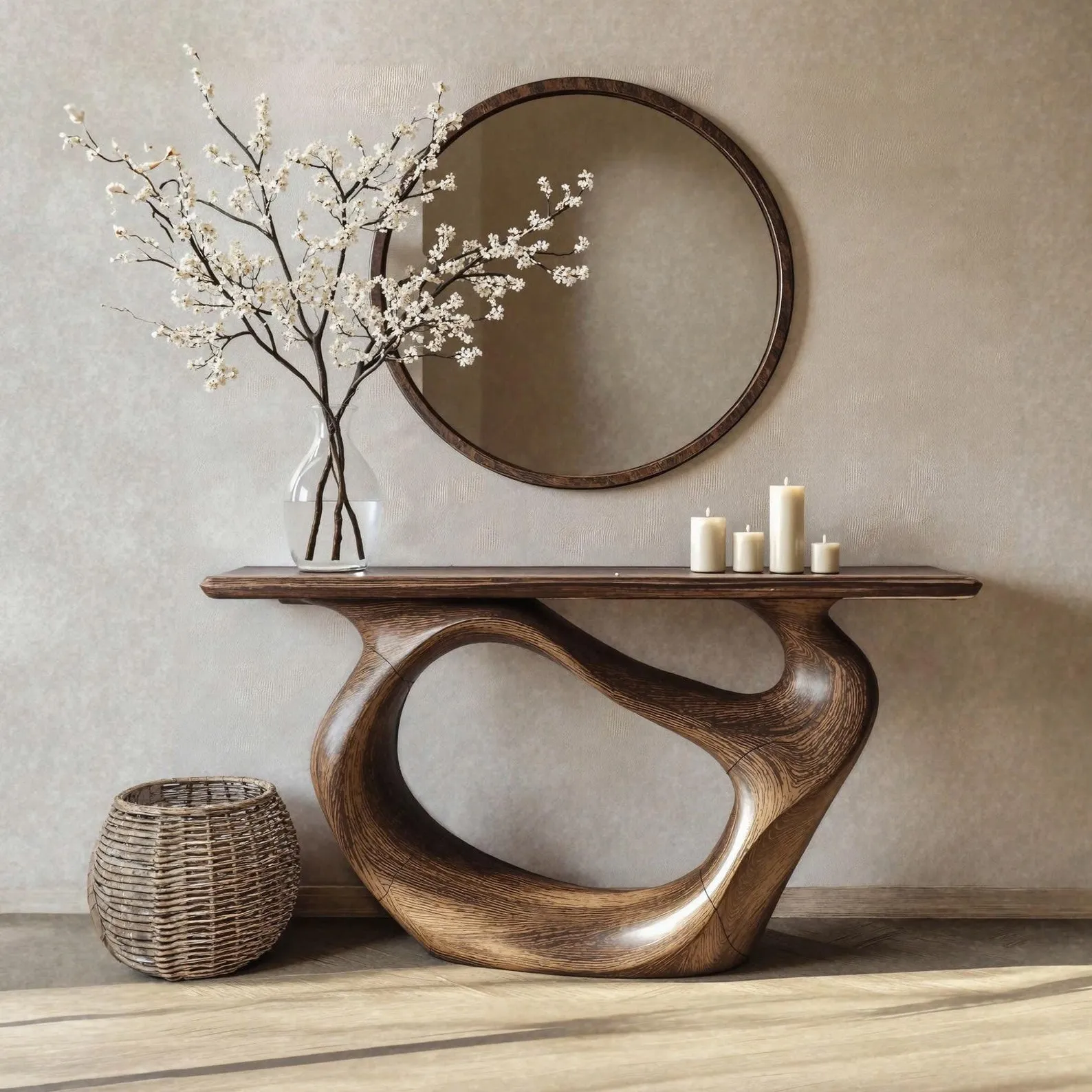 Custom console table handmade natural solid wood live edge table mid century entry table furniture narrow side table unique wood grain