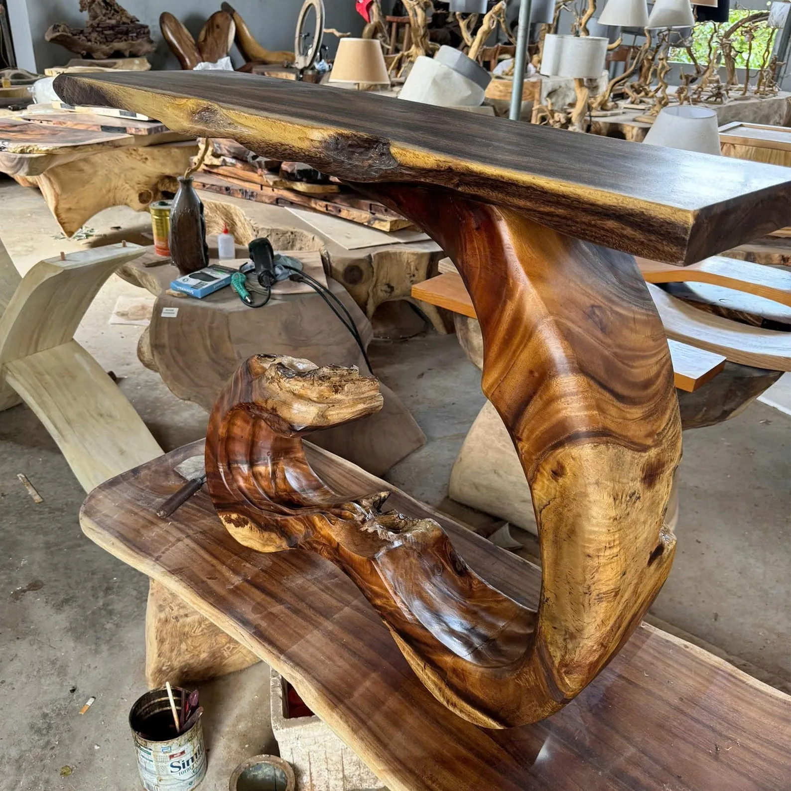 Rustic console table unique solid wood table mid century entry table black walnut console table farmhouse decor handmade furniture - Image 8