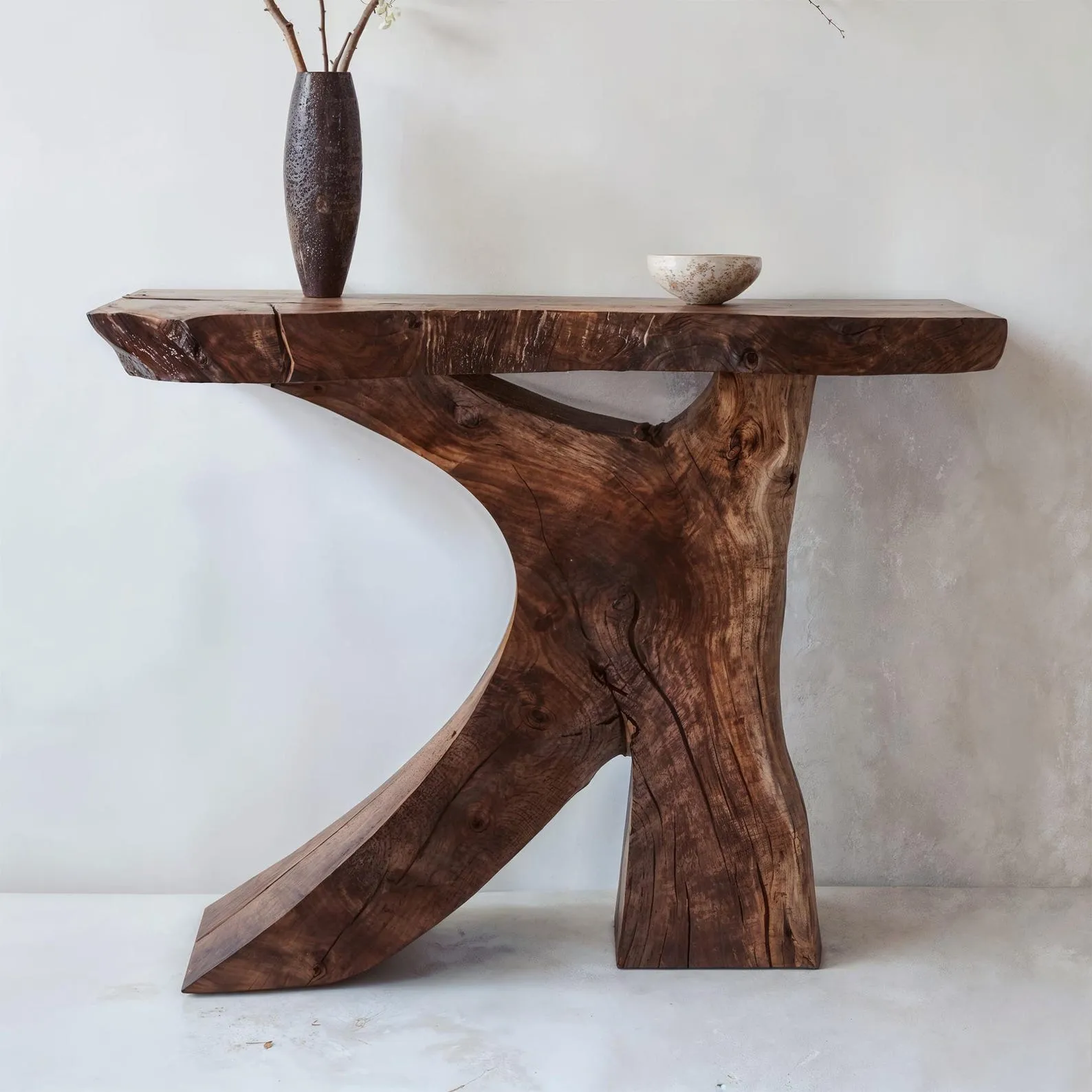 Wood console table farmhouse handmade rustic natural console table live edge entryway table console furniture narrow rustic side table - Image 4