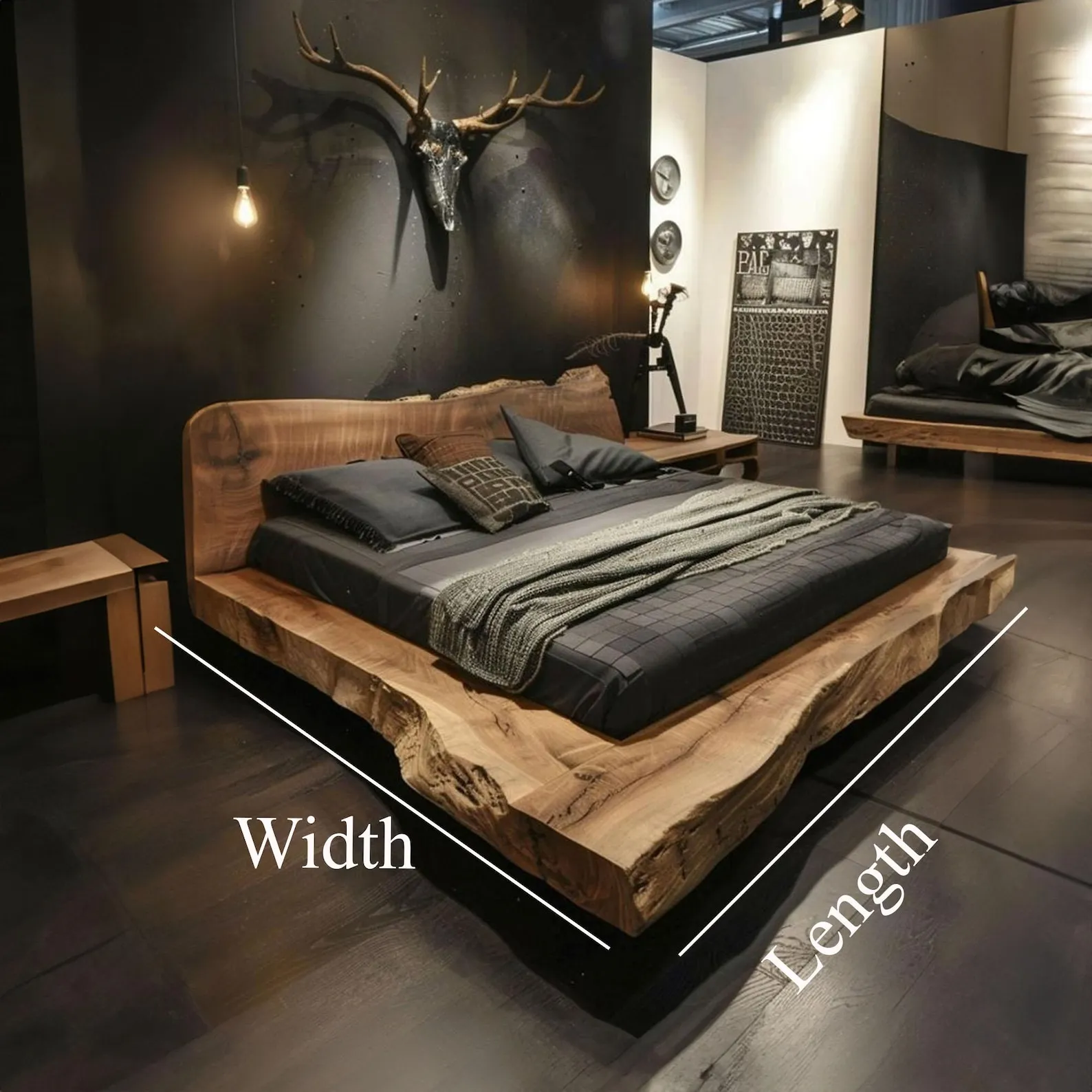 Rustic Wood Bed Frame Queen, Rustic Bedroom Furniture, Reclaimed Wood King Bed Frame, Twin Platform Bed Wood Headboard - Image 3