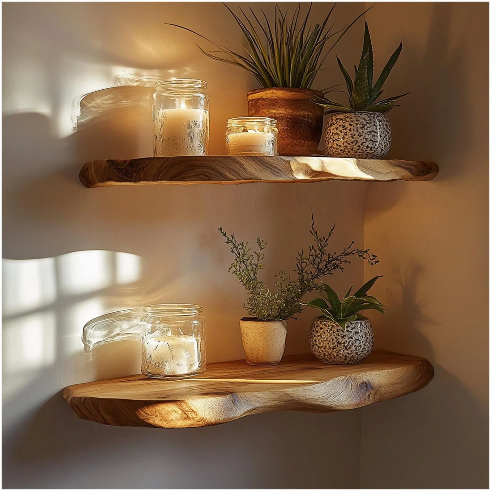 Custom Rustic Floating Corner Shelf, Custom Floating Shelf Walnut Wood Shelf Home Decor, Walnut Wood Shelf Wall Edge Christmas Gift