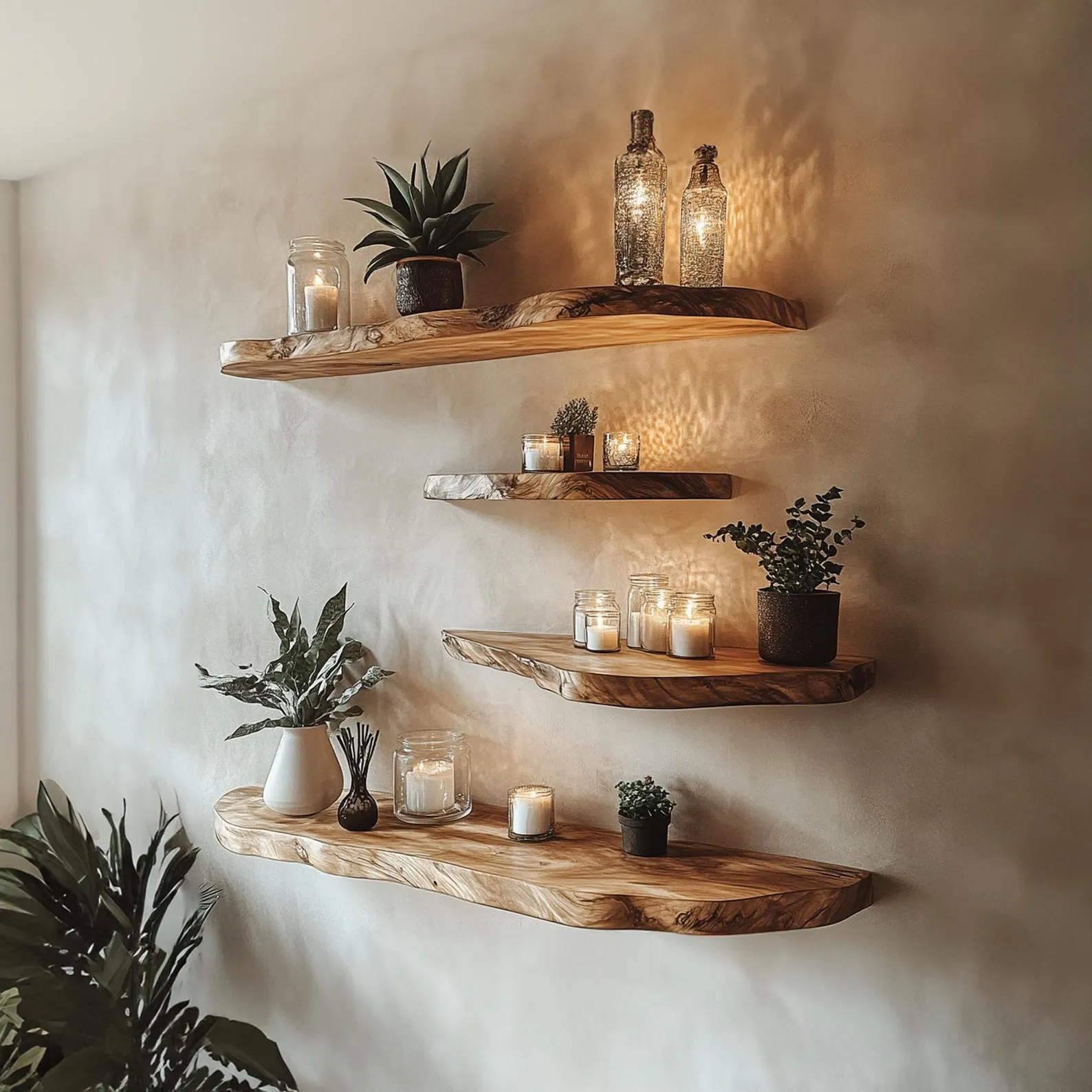Floating Corner Wall Shelves Aquarium Decoration Live Edge Floating Shelves Wooden Floating Shelves Home Decor Housewarming Gift