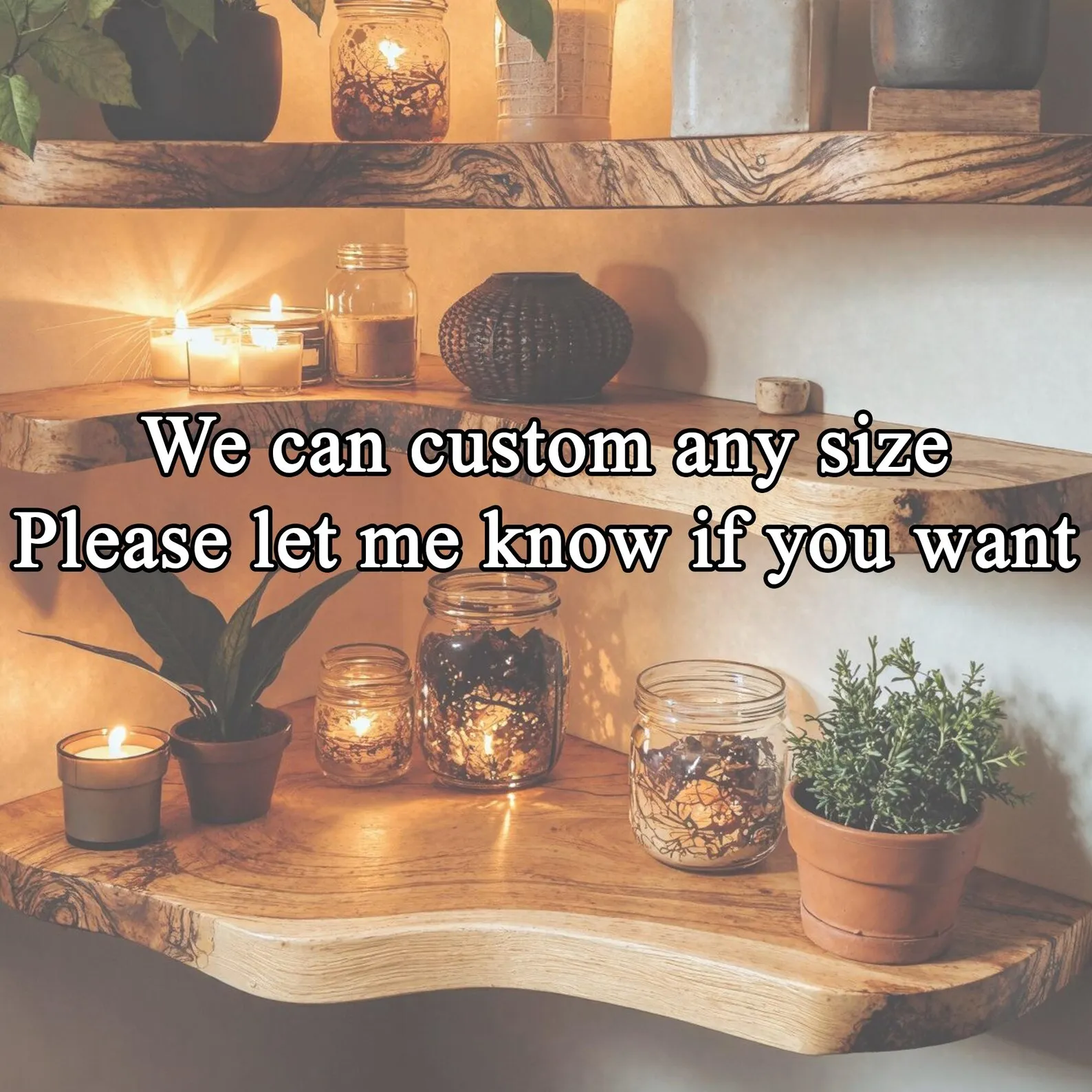 Corner rustic wooden shelf, Bookshelf decorations home decor, Rustic live edge corner floating shelf christmas wall shelf christmas gift - Image 2