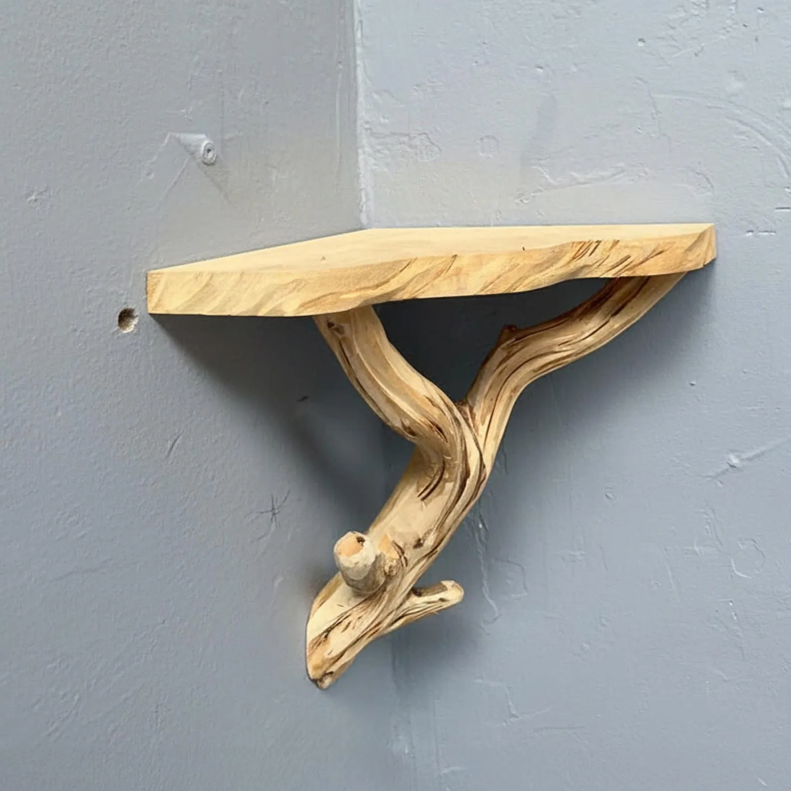 Corner floating shelves wall mounted shelves tree branch hanging shelves handmade reclaimed wood bookcase furniture