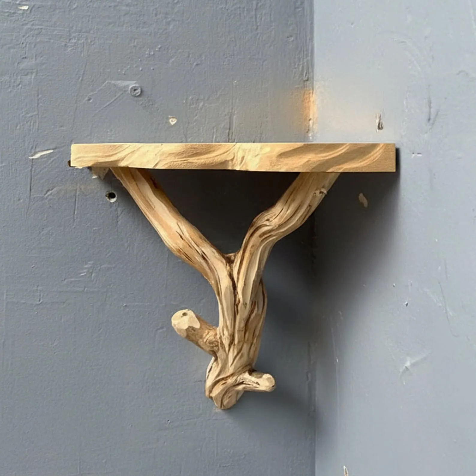 Corner floating shelves wall mounted shelves tree branch hanging shelves handmade reclaimed wood bookcase furniture - Image 2