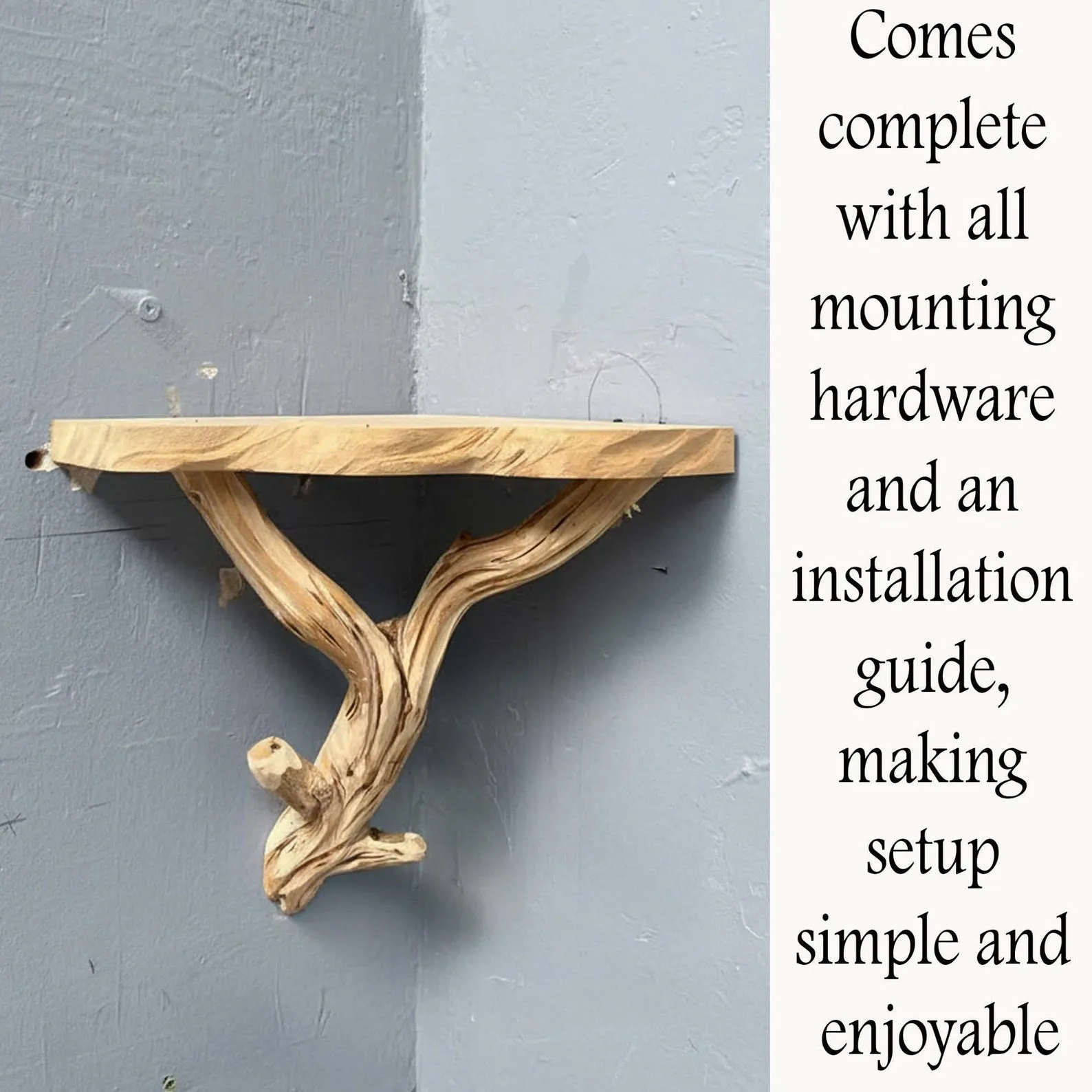 Corner floating shelves wall mounted shelves tree branch hanging shelves handmade reclaimed wood bookcase furniture - Image 7