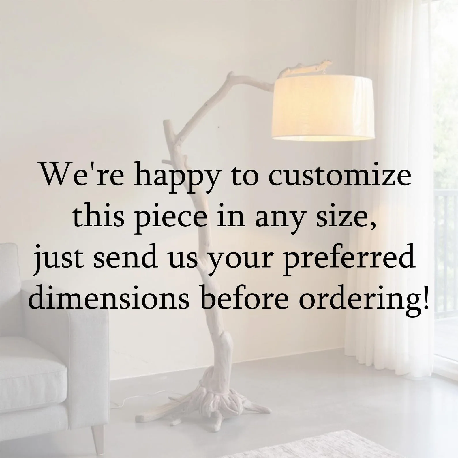 Free standing floor lamp driftwood tree branch tall standing lighting fabric lampshade solid wood light branch - Image 3