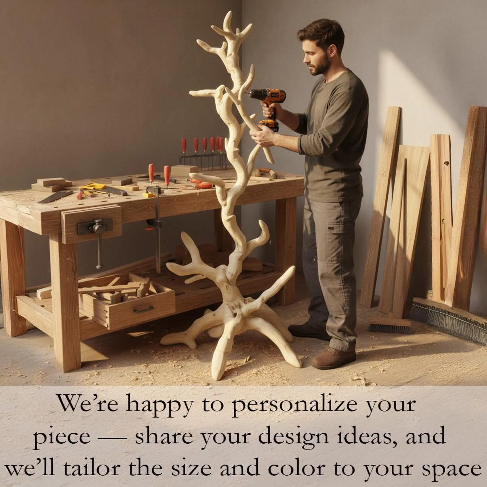 Driftwood free standing coat rack handcrafted coat tree branch wooden coat rack clothes rack - Image 4