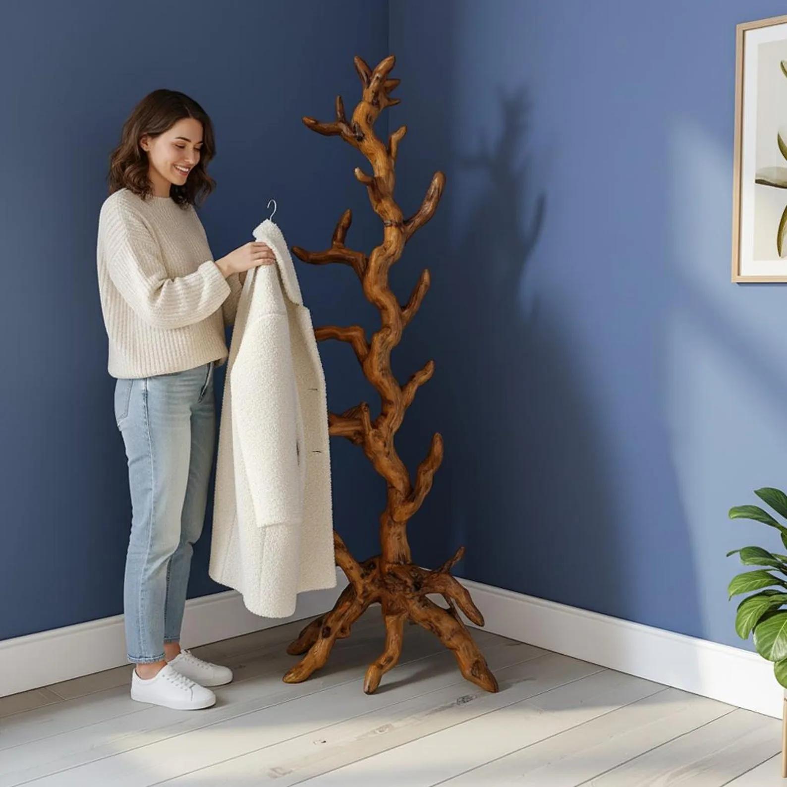 Driftwood free standing coat rack handcrafted coat tree branch wooden coat rack clothes rack - Image 8