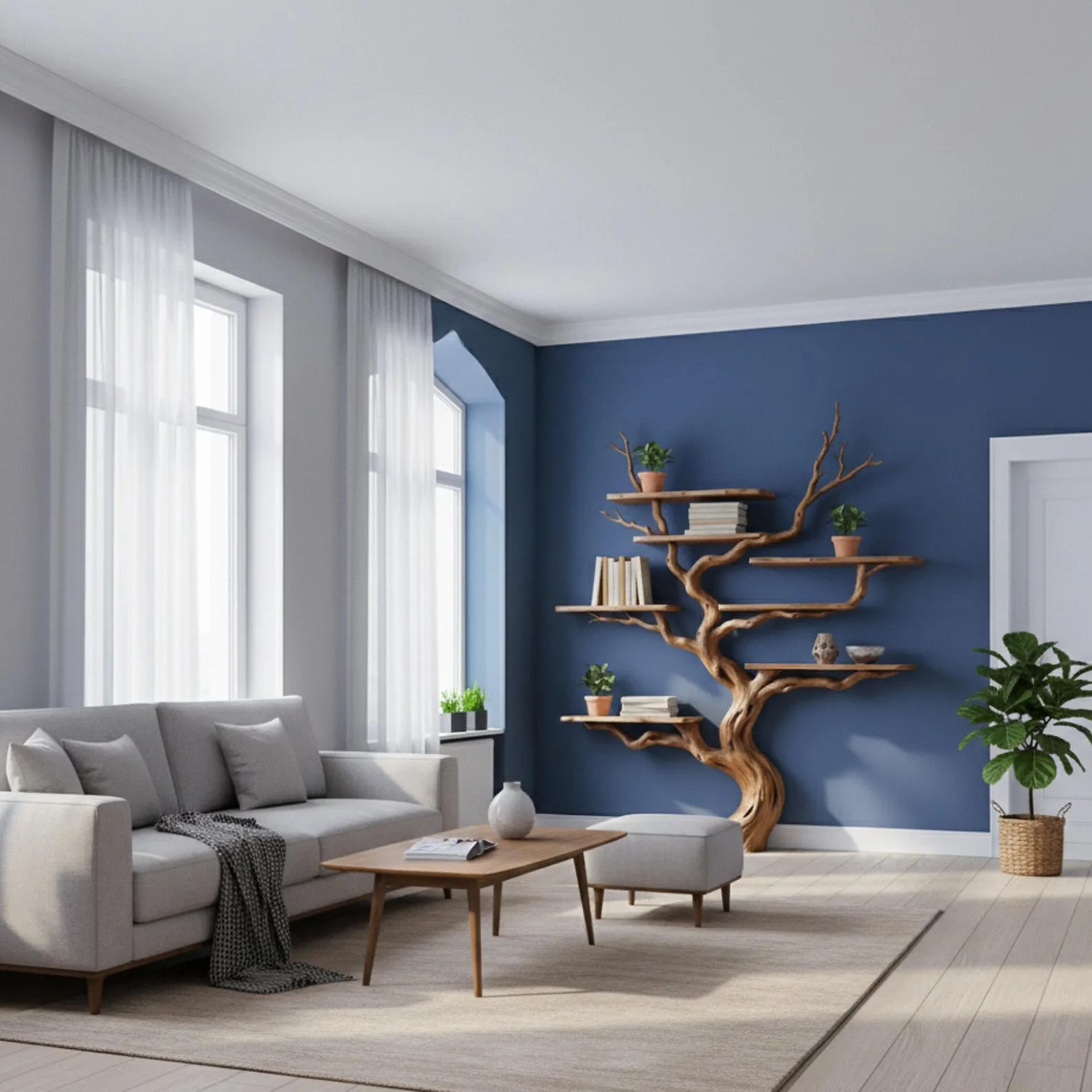 Tree branch book shelf handcrafted driftwood sculpture bookshelf solid wood bookcase wall mounted floating shelves - Image 6