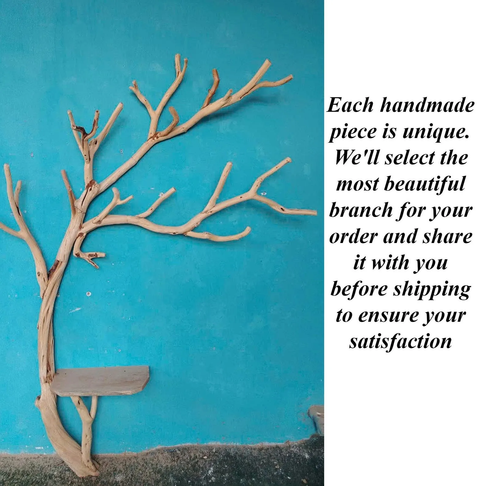 Standing coat rack tree branch hooks hanging clothes rack floating shelves on wall rustic decor entryway - Image 5