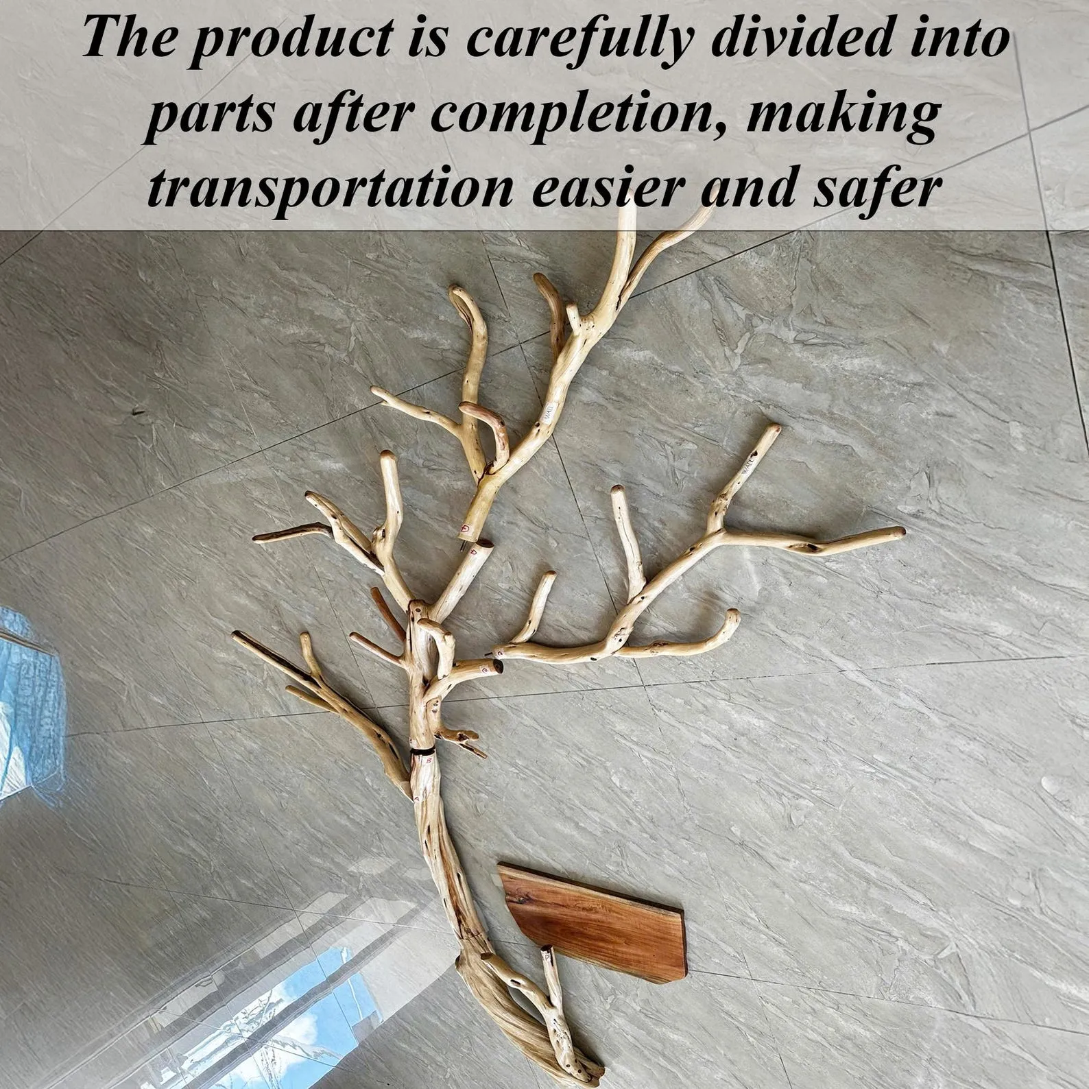 Standing coat rack tree branch hooks hanging clothes rack floating shelves on wall rustic decor entryway - Image 6