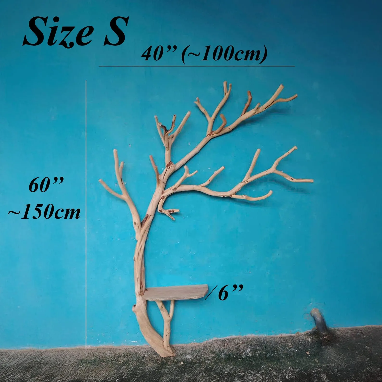 Standing coat rack tree branch hooks hanging clothes rack floating shelves on wall rustic decor entryway - Image 8