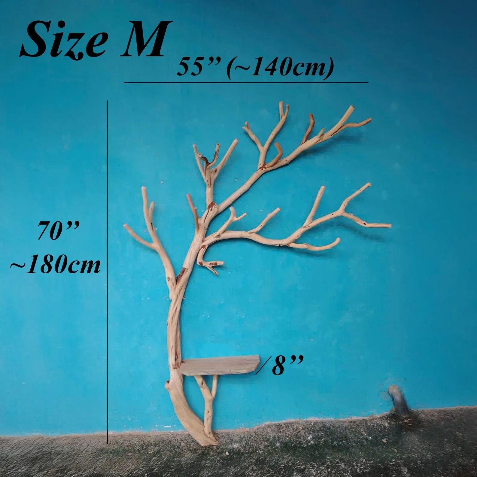 Standing coat rack tree branch hooks hanging clothes rack floating shelves on wall rustic decor entryway - Image 9