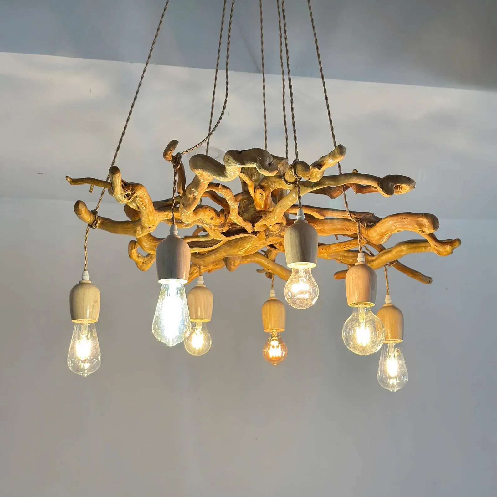 Driftwood tree branch chandelier hanging driftwood ceiling lamp wood pendant chandelier lighting dining room