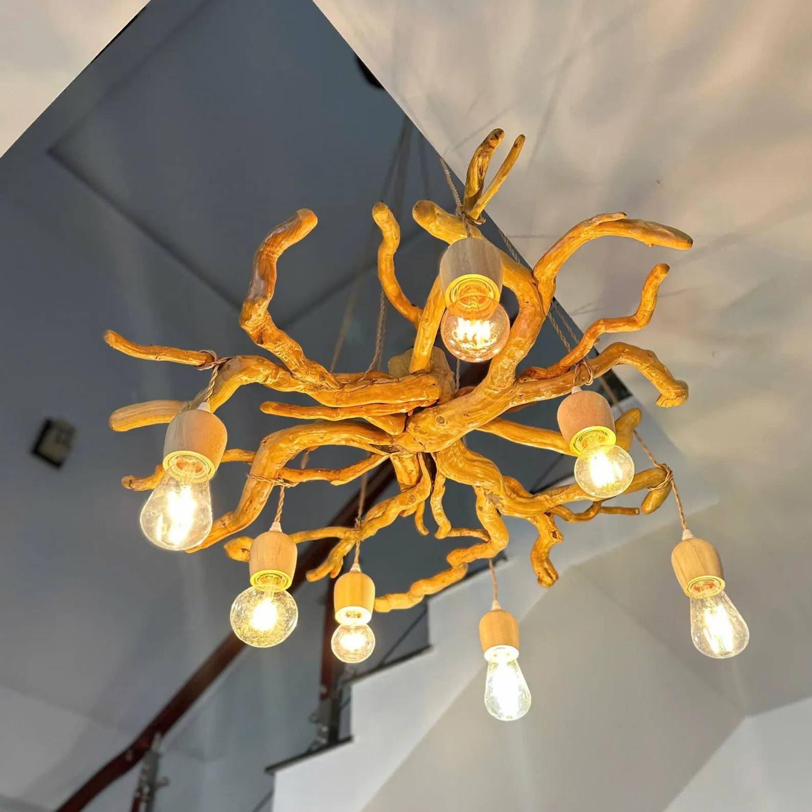 Driftwood tree branch chandelier hanging driftwood ceiling lamp wood pendant chandelier lighting dining room - Image 4