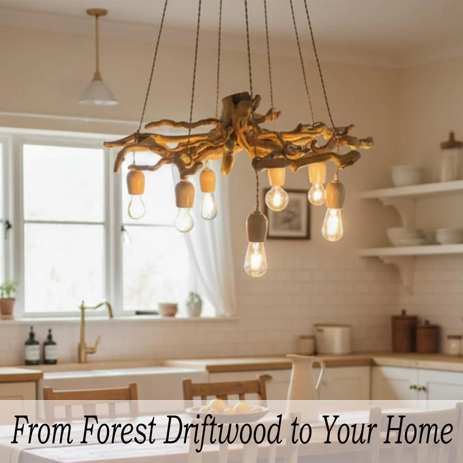 Driftwood tree branch chandelier hanging driftwood ceiling lamp wood pendant chandelier lighting dining room - Image 5