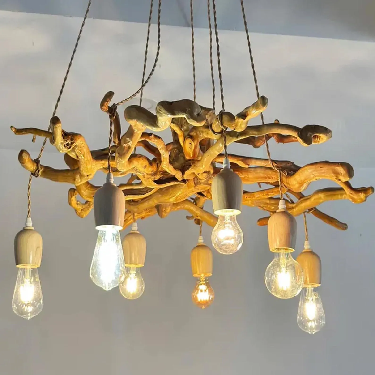 Driftwood tree branch chandelier hanging driftwood ceiling lamp wood pendant chandelier lighting dining room - Image 6